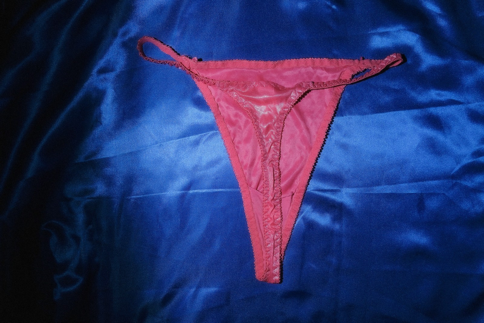 VTG Satin Hot Pink Metallic Foil Thong M6