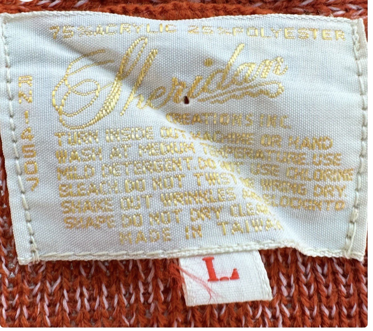 VTG Sheridan Creations Burnt Orange, Wrap Top Cardigan Sweater Size Large