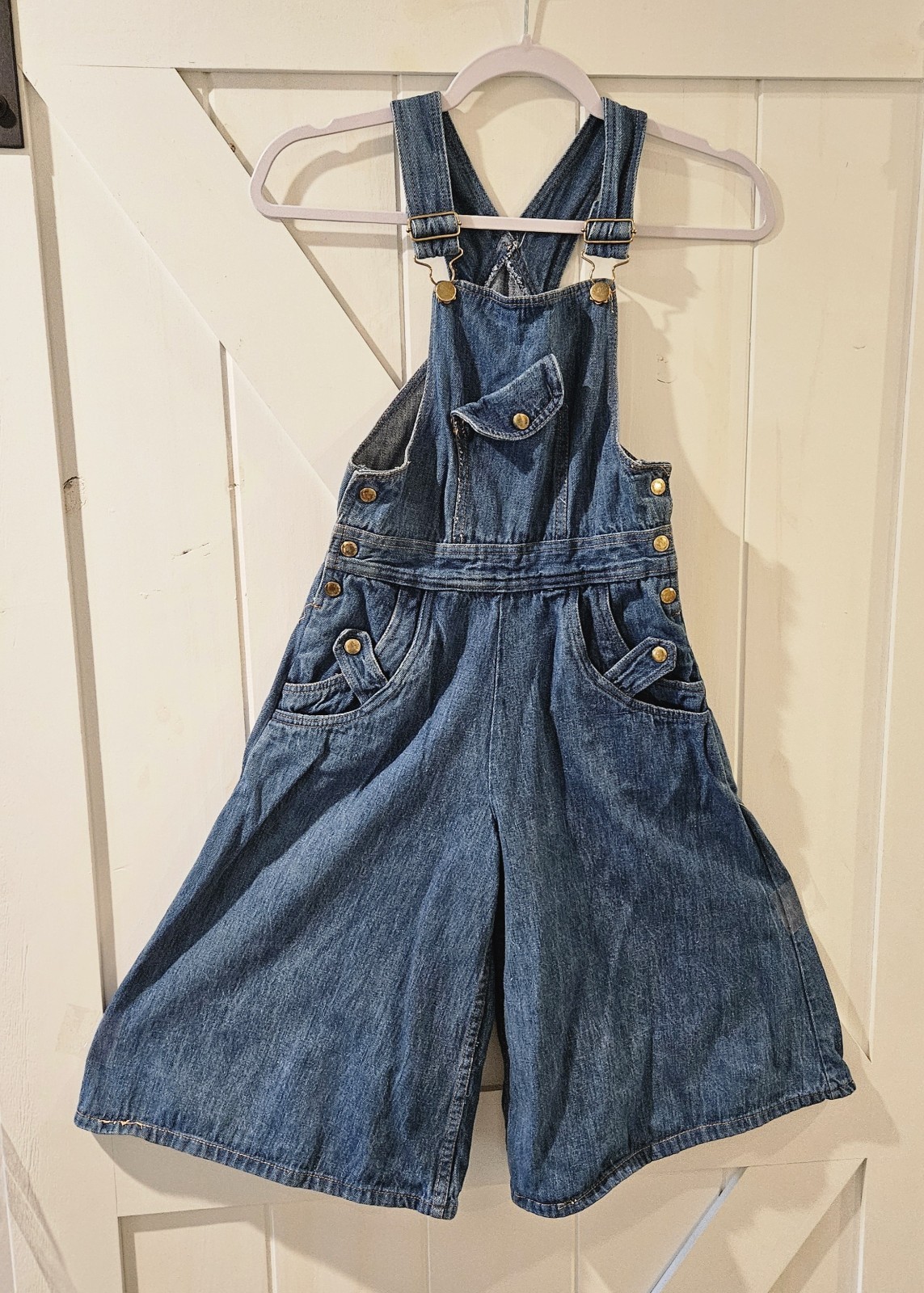 RARE 80S Vintage JC JUSTIN CHARLES Demin SHORTALLS Jumper Extra Wide Bellbottoms