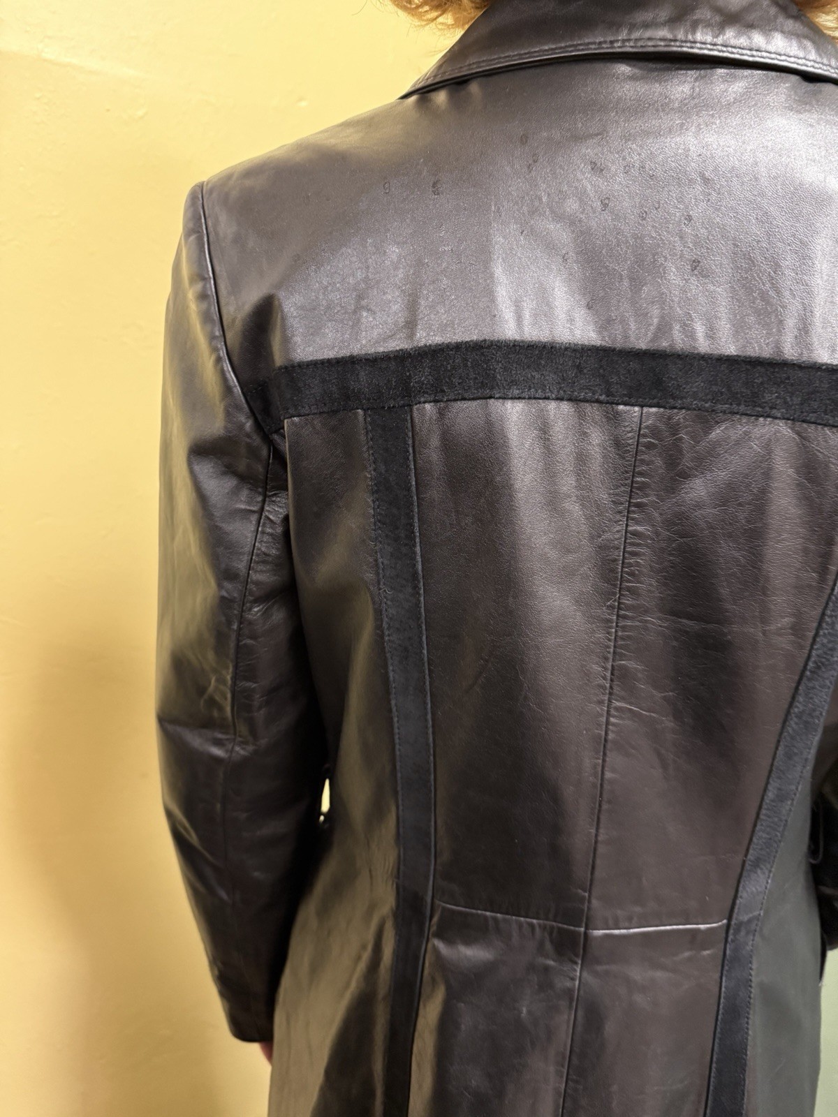 Vintage 70s The Tannery Montgomery Ward Black Leather & Suede Trench
