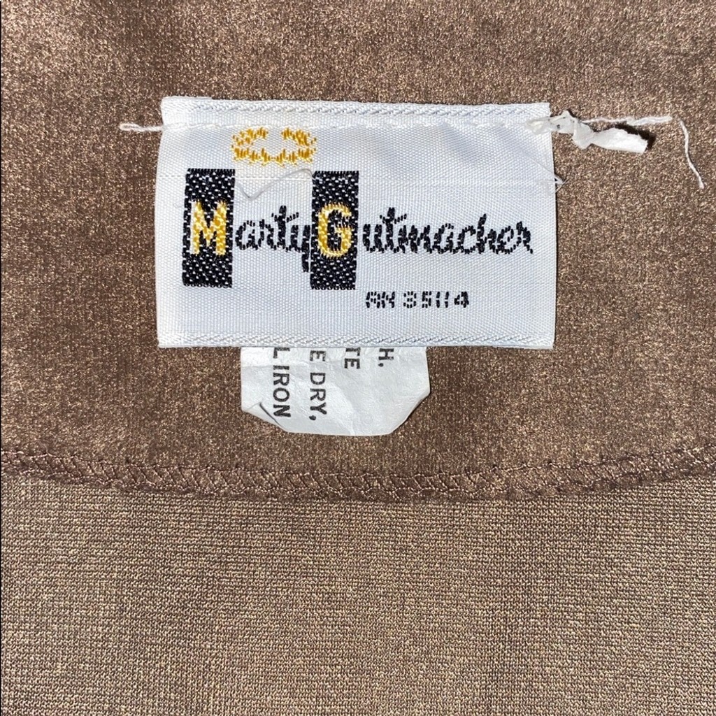 Vintage Marty Gutmacher Brown Velour Open Front Jacket Lightweight Casual XL