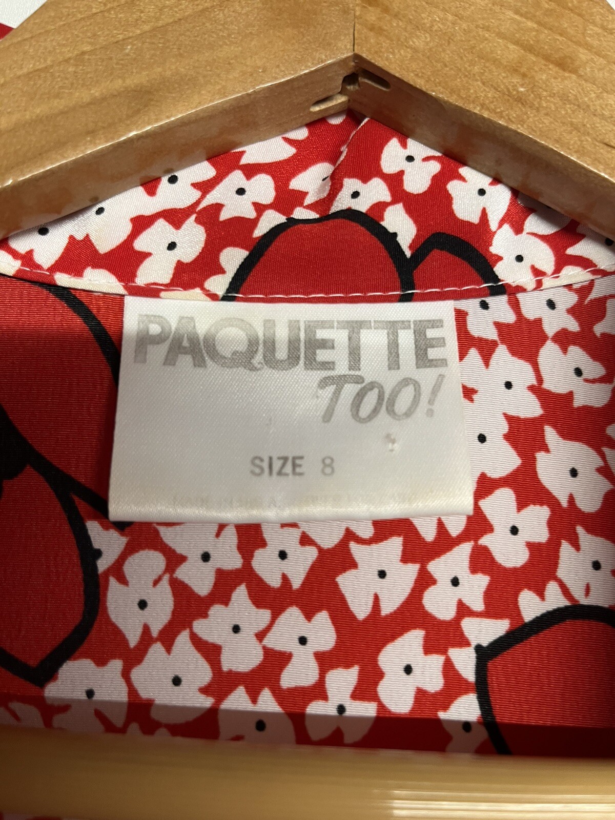 Vtg 80’s Paquette Too Dress Floral Color Red Size 8