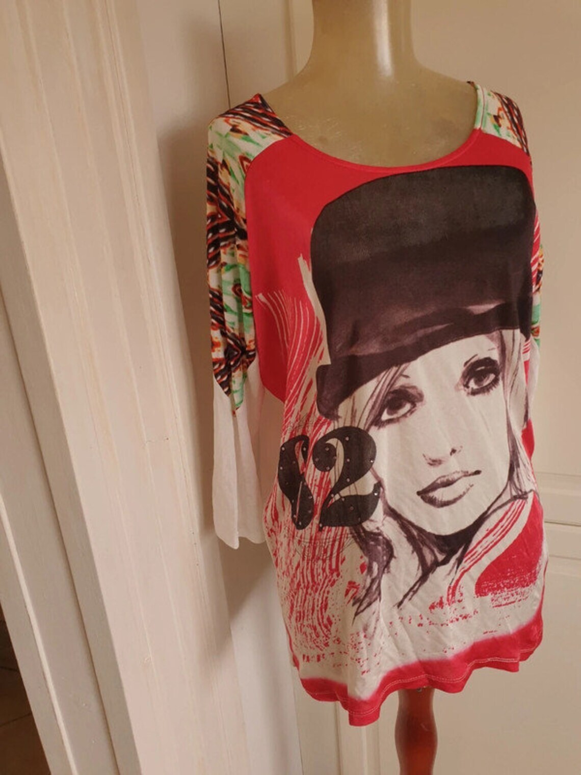 Vintage Y2K Custo Barcelona blouse with face print | Custo Barcelona Colorful