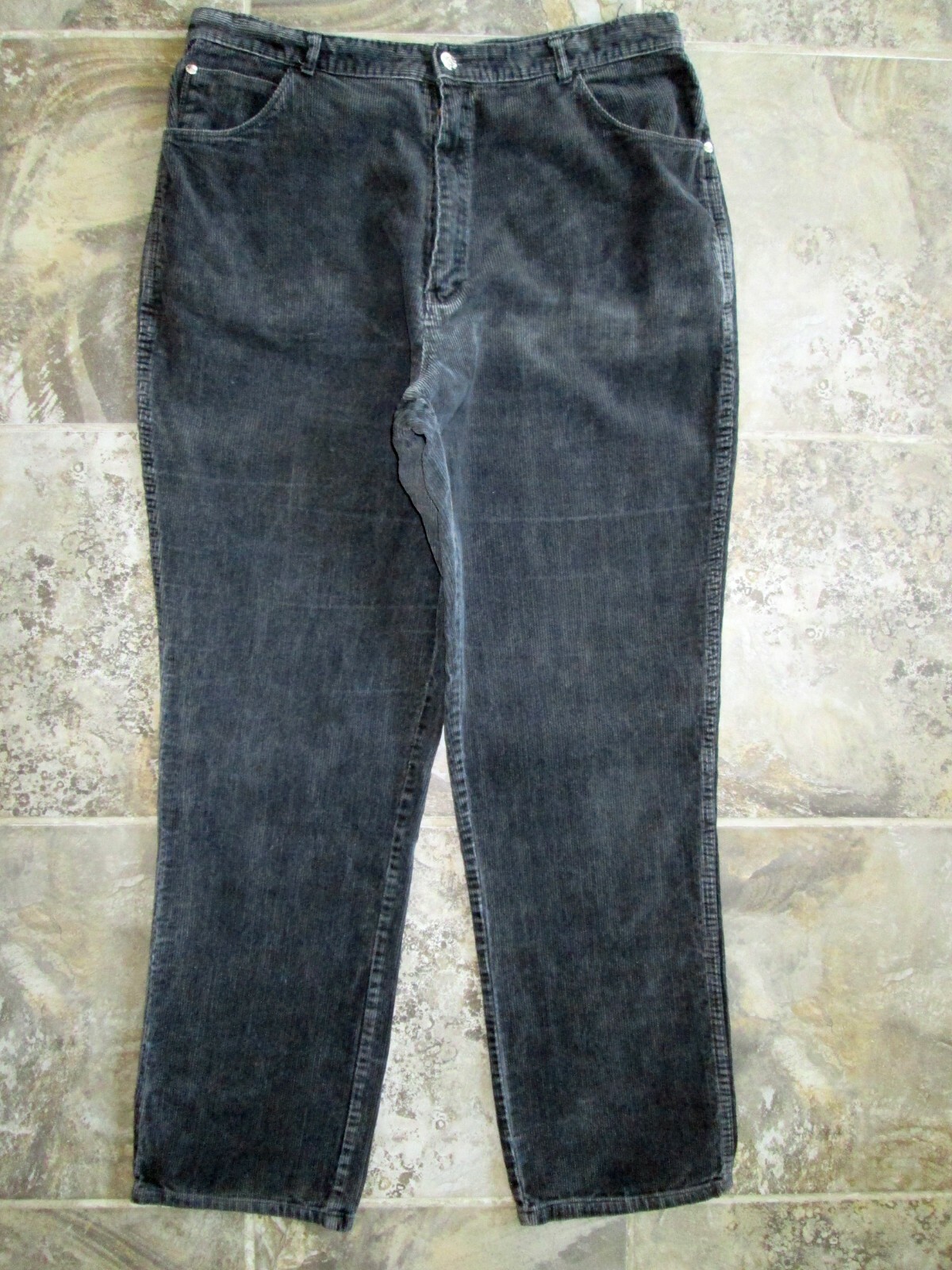 VTG P.S. Gitano Pants 20 32×28 High Waist Black Corduroy Wide Tapered Leg Full