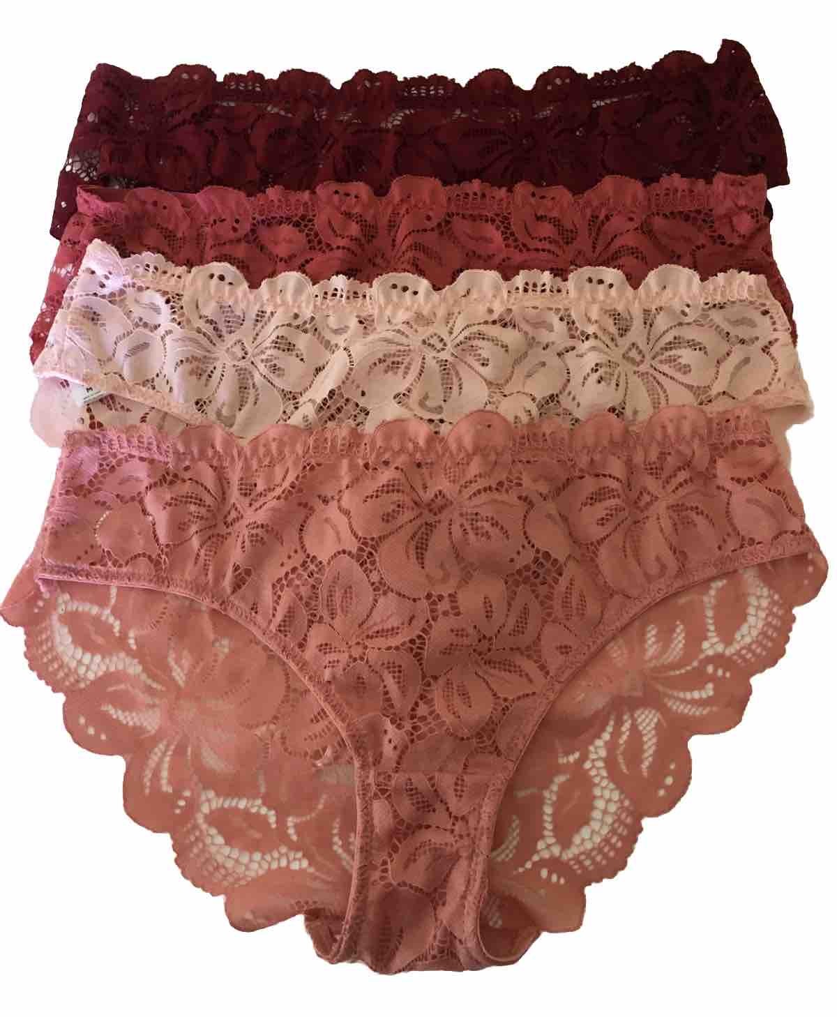VTG ~ MARILYN MONROE ~ 4 pairs of all Lace Bikini Panties Size M Nylon Blend