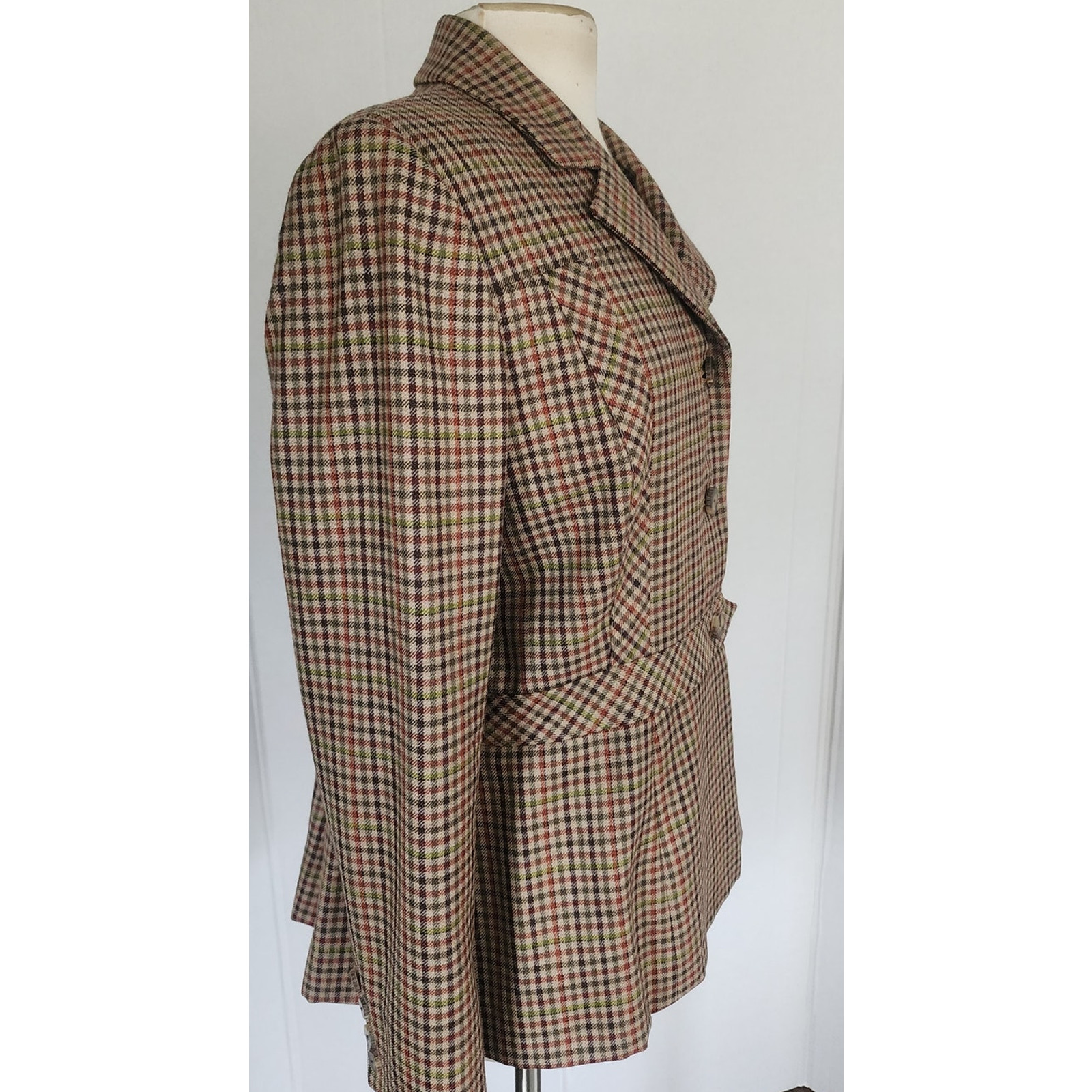 Vintage 1970s Bill Blass Wool Blazer Houndstooth Wool Jacket Neiman Marcus / L