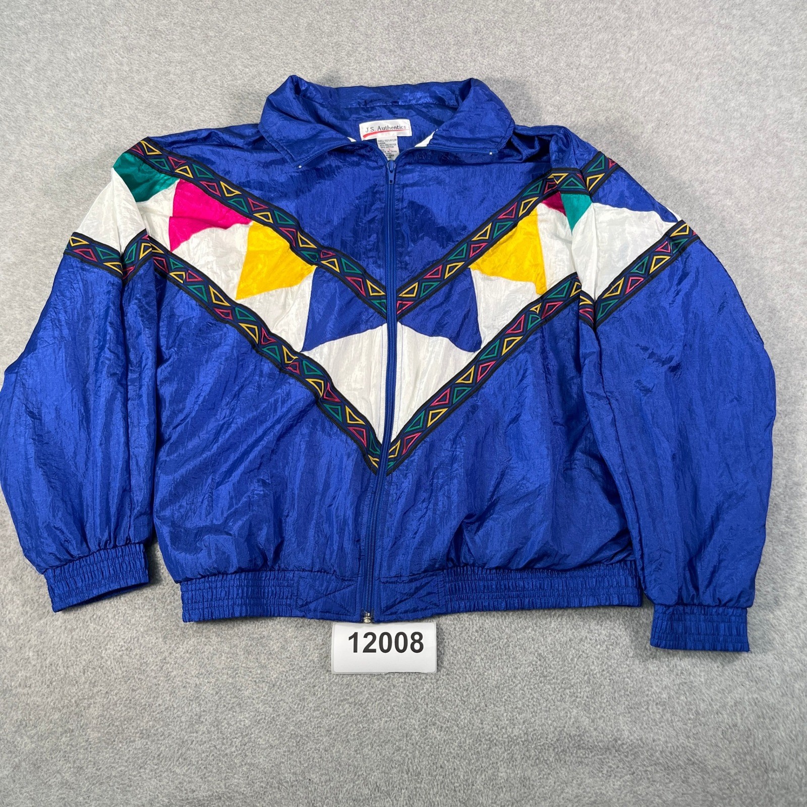 Vintage 90s J.S. Authentics Windbreaker Jacket Womens Large Blue Colorblock