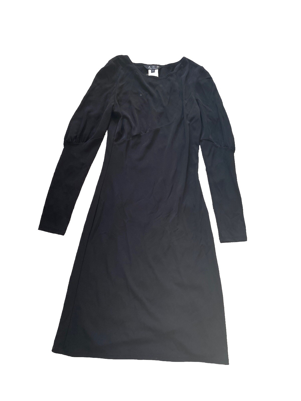 Vintage A.B.S. By Allen Schwartz Dress Black A-Line Small Mid Length Swing