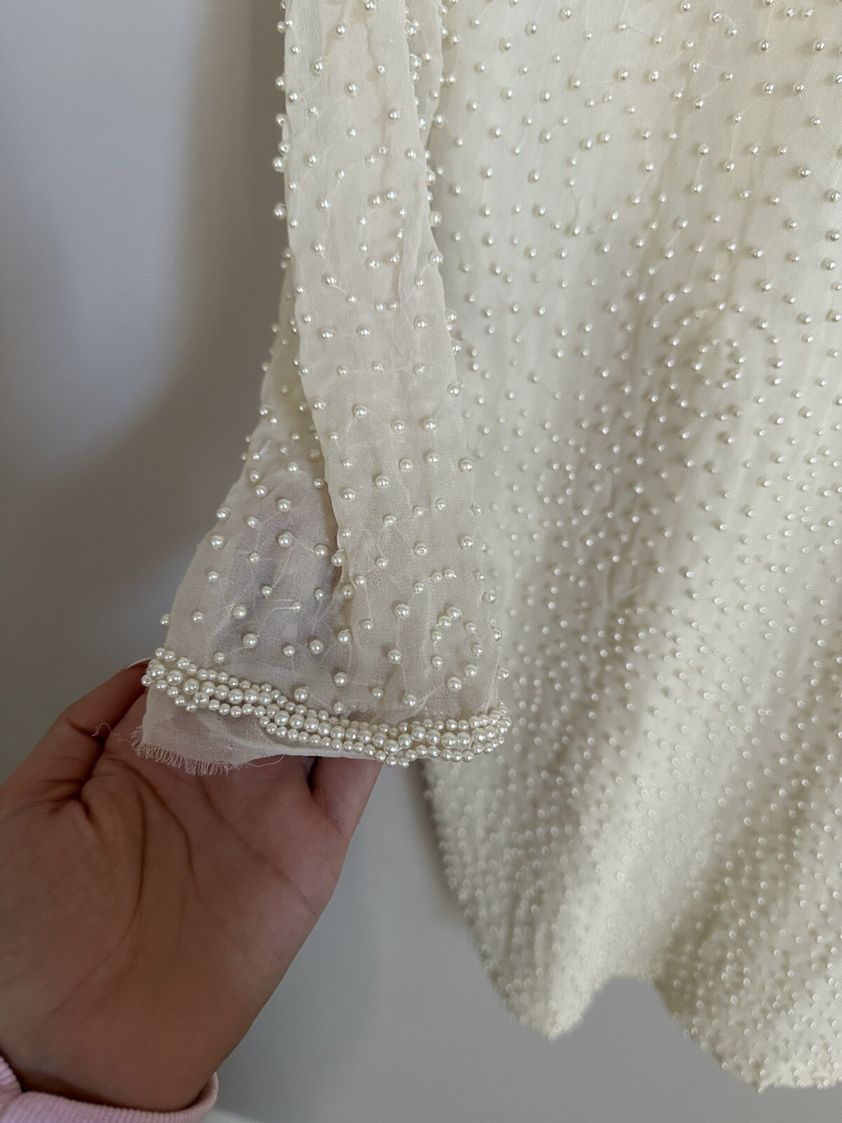 Aj Bari Vintage White Beaded Silk Dress