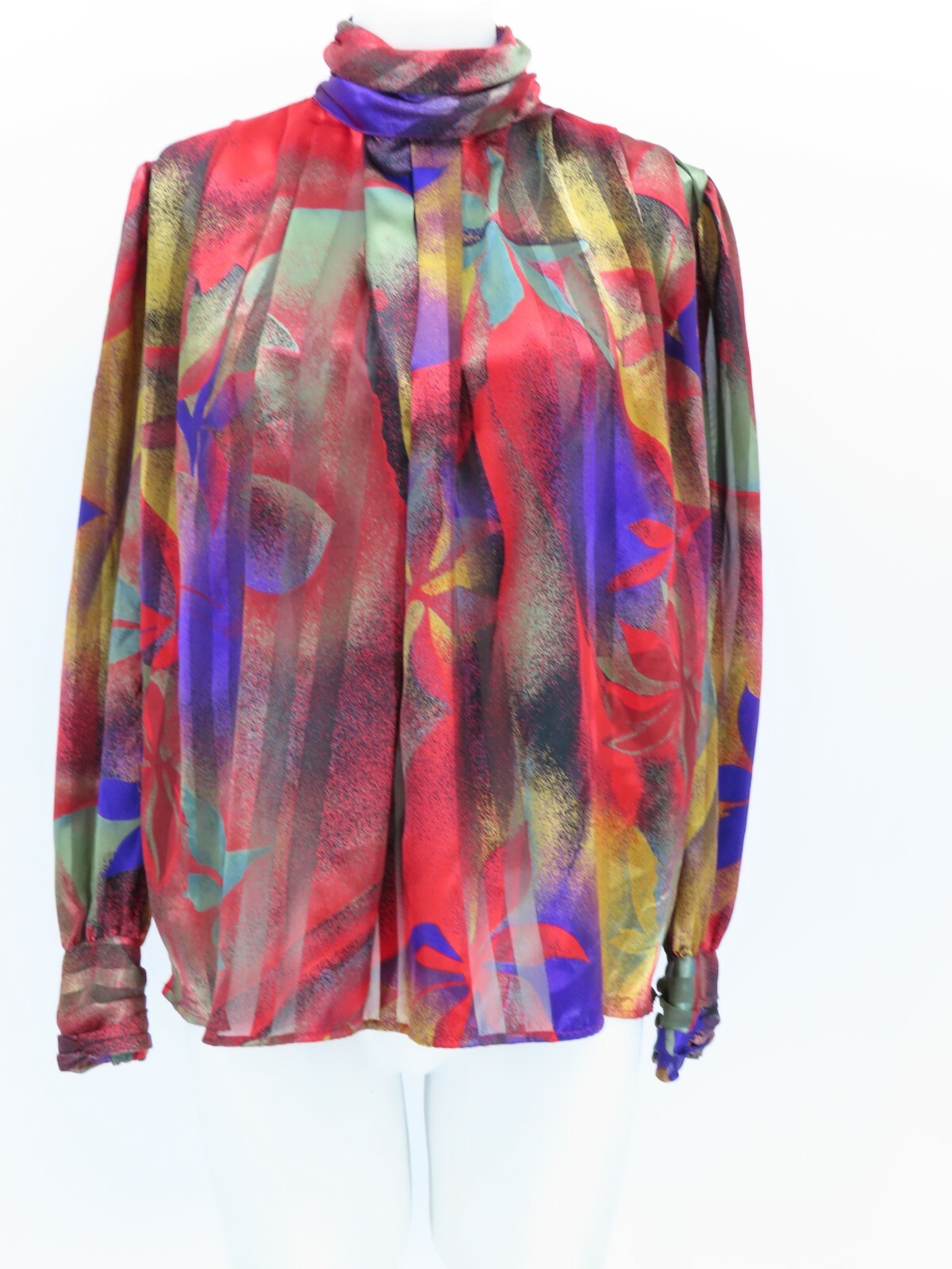Vtg. Shiny Retro Retro TESS Multicolor DISCO Blouse SIZE 6
