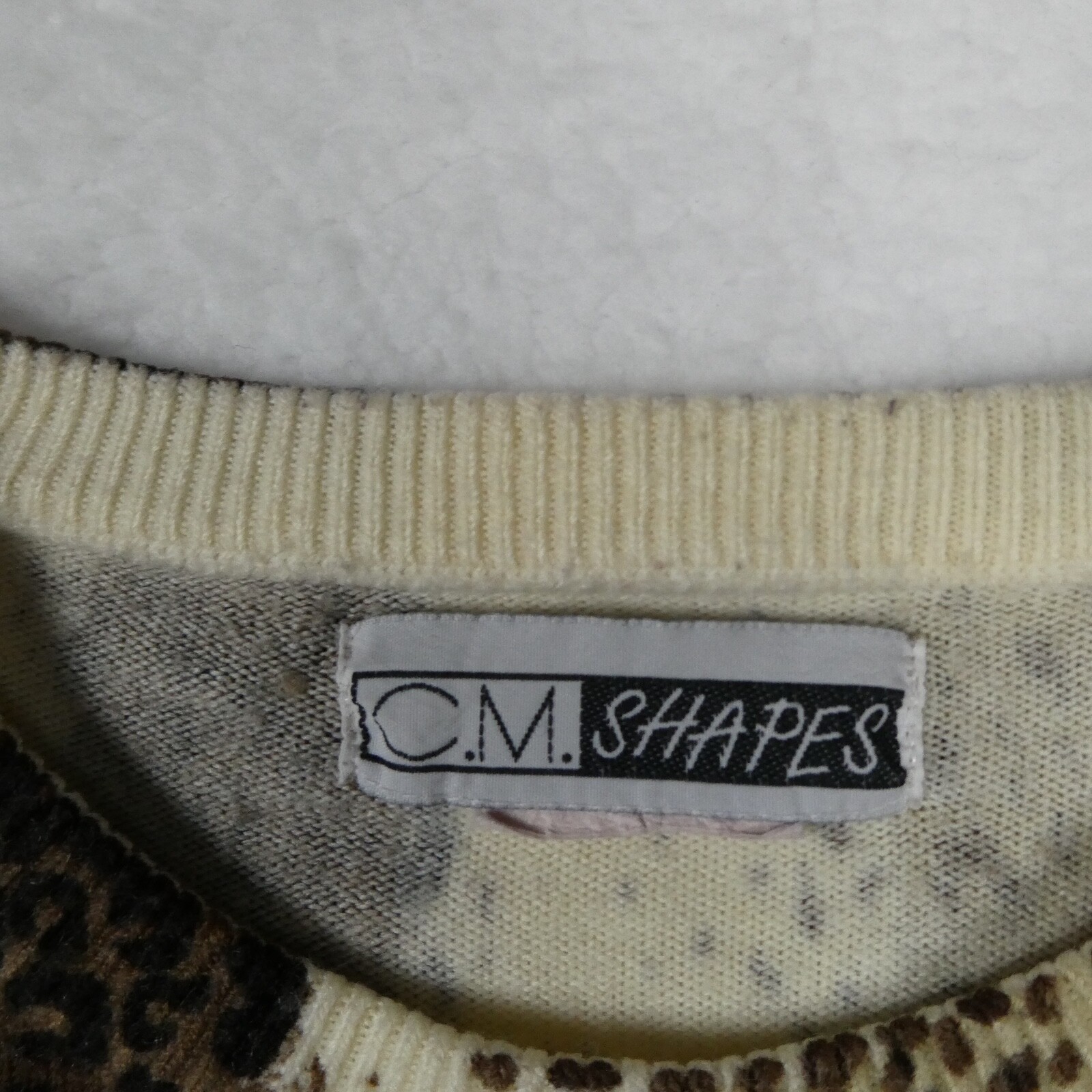 Vintage C.M. Shapes Sweater Women Size Medium Multicolor Leopard Print Pull Over
