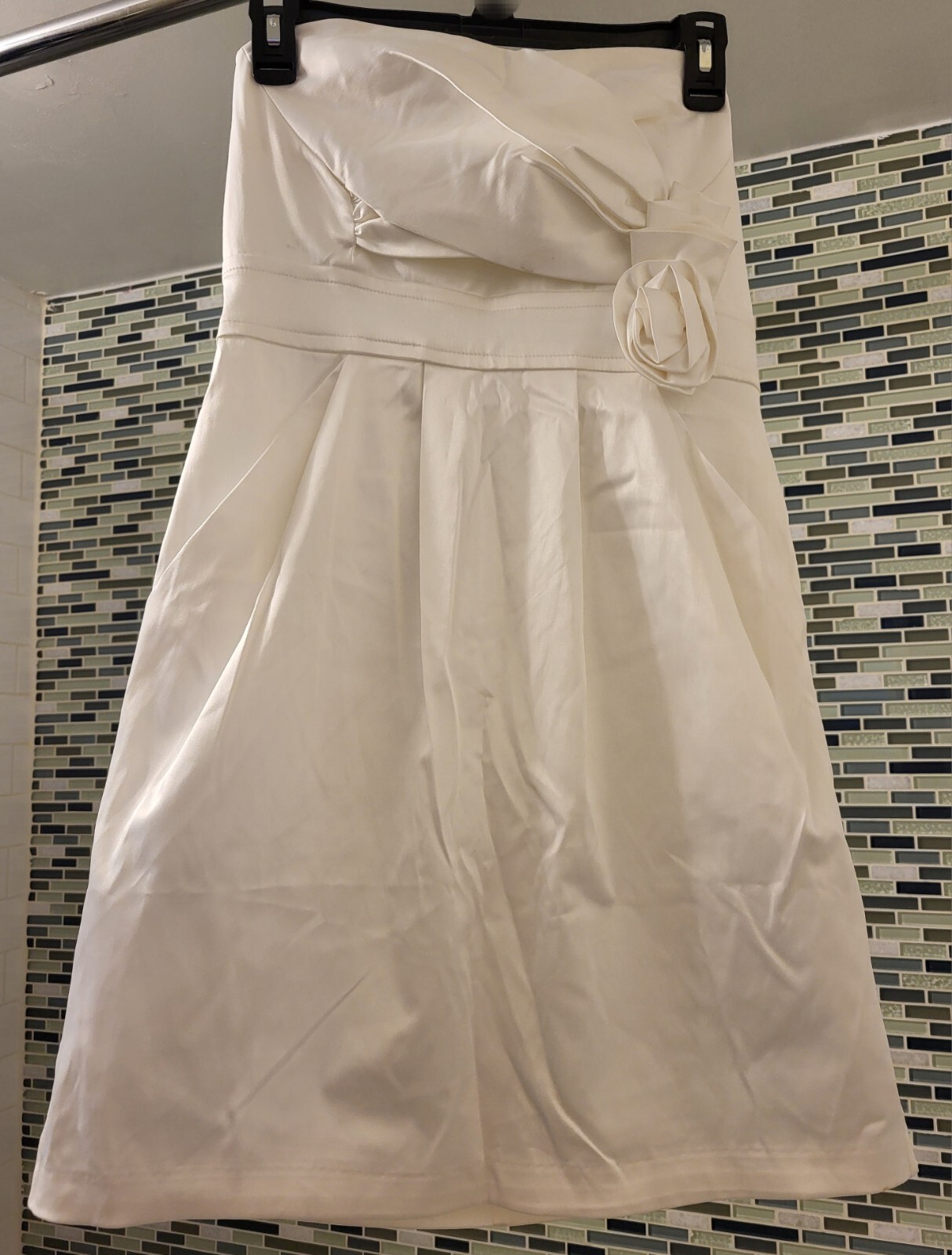 VTG 90s IVORY STRAPLESS PARTY DRESS Pockets Bow NEW WITH TAGS + FREE SHIPPING!