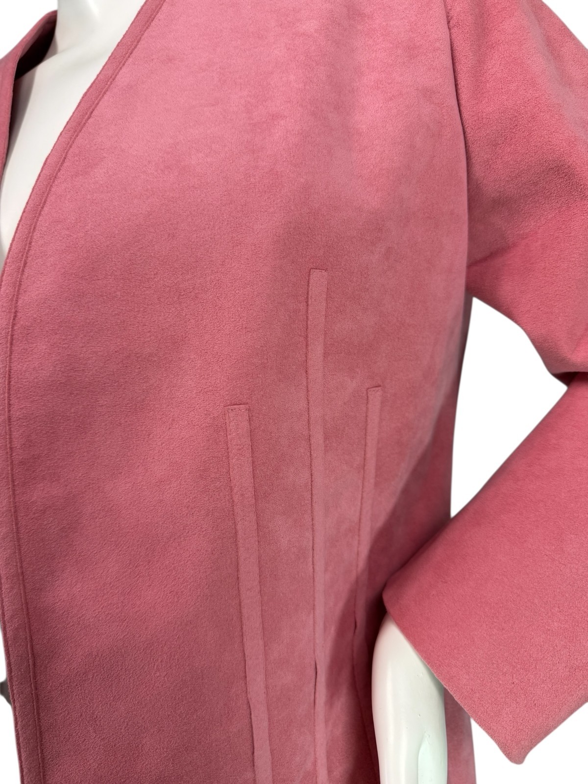 Vintage 70s Gino Rossi x Wilson Ultrasuede Pink Open Jacket Made in USA Size M