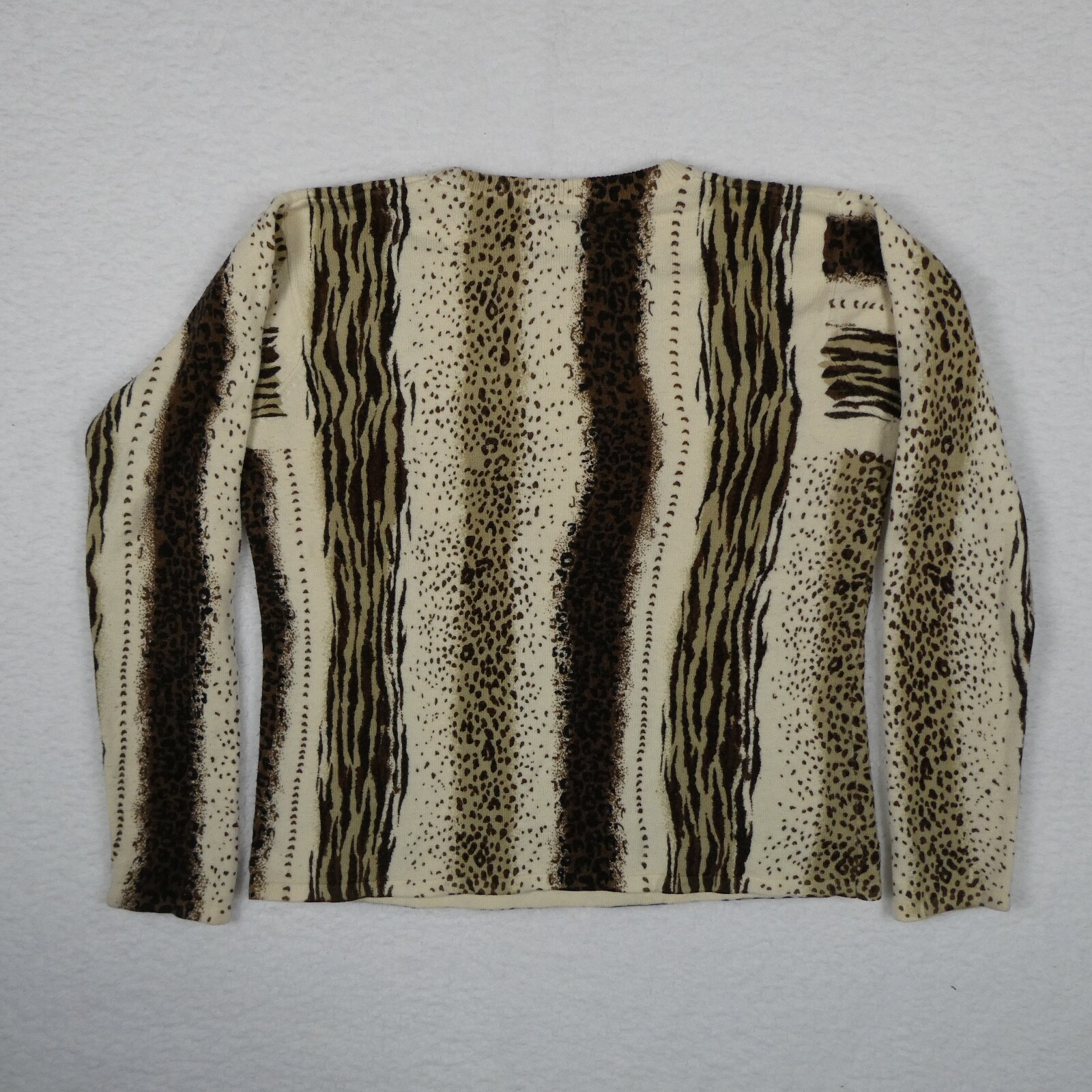 Vintage C.M. Shapes Sweater Women Size Medium Multicolor Leopard Print Pull Over