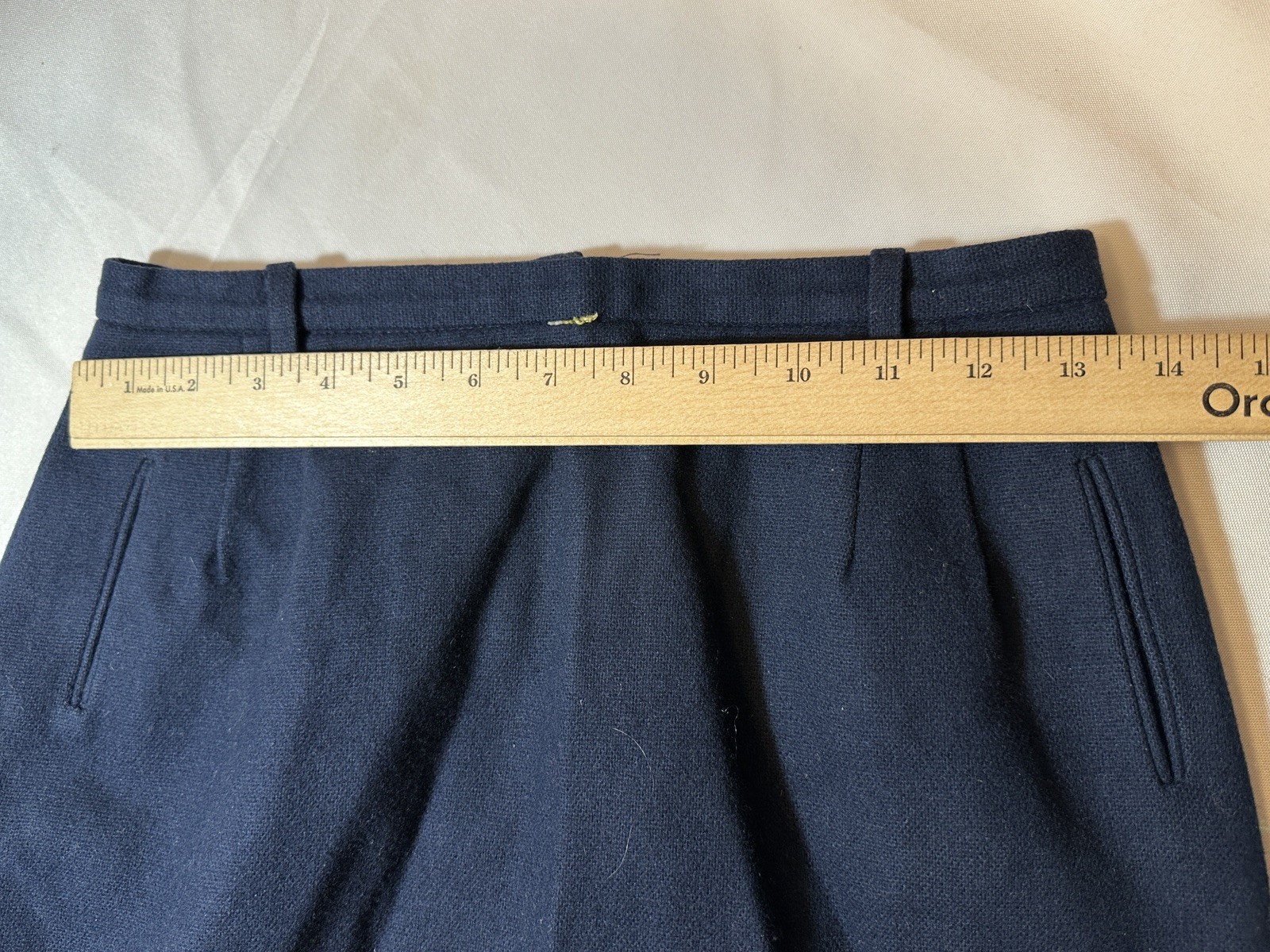 Vtg 70s Brentshire Skirt Dark Blue Straight Back Zipper Montgomery Ward Classic