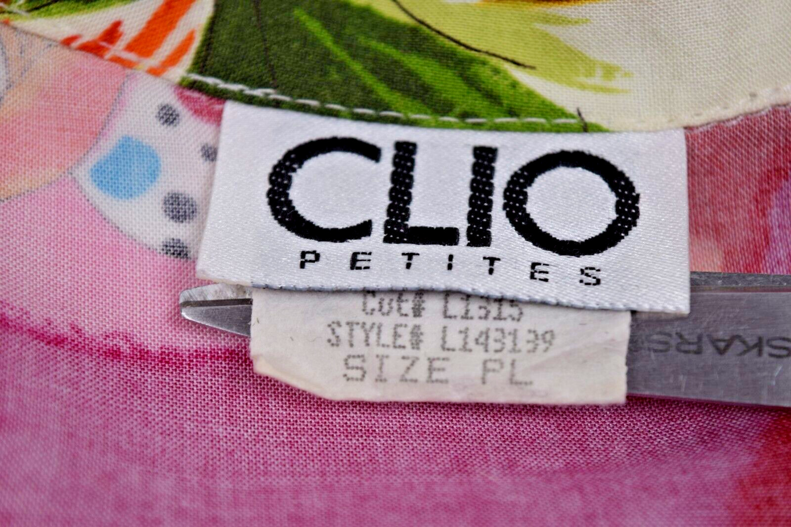 Vintage Womens Hawaiian Shirt Clio Petites Size PL 90s Tropical Paradise MadeUSA