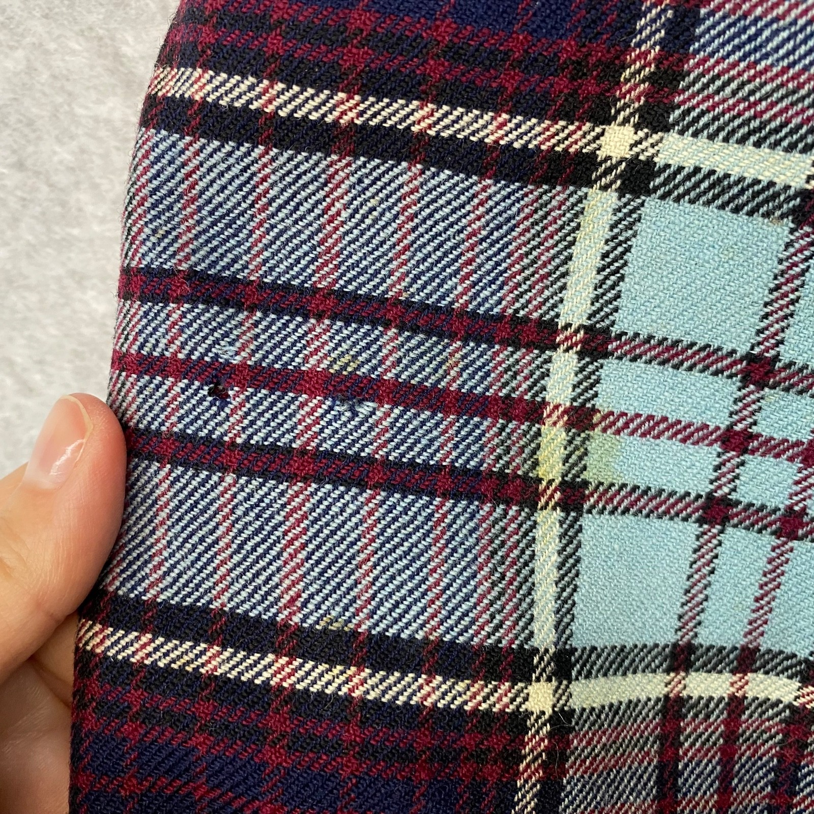 Vintage New Era 27″ Waist Blue Tartan Kilt Style Pleated Skirt Made In Scotland