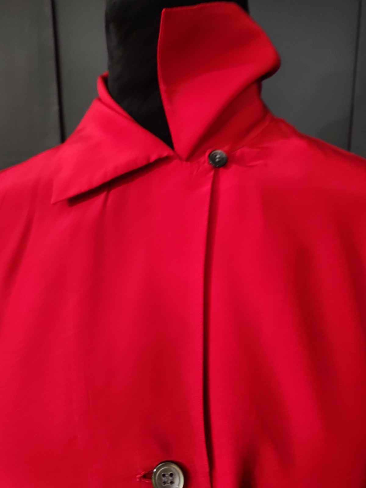 Vintage Blouse KIKIT Maurice Sasoon Sz S 100% Silk Red Long Sleeve Button Up…