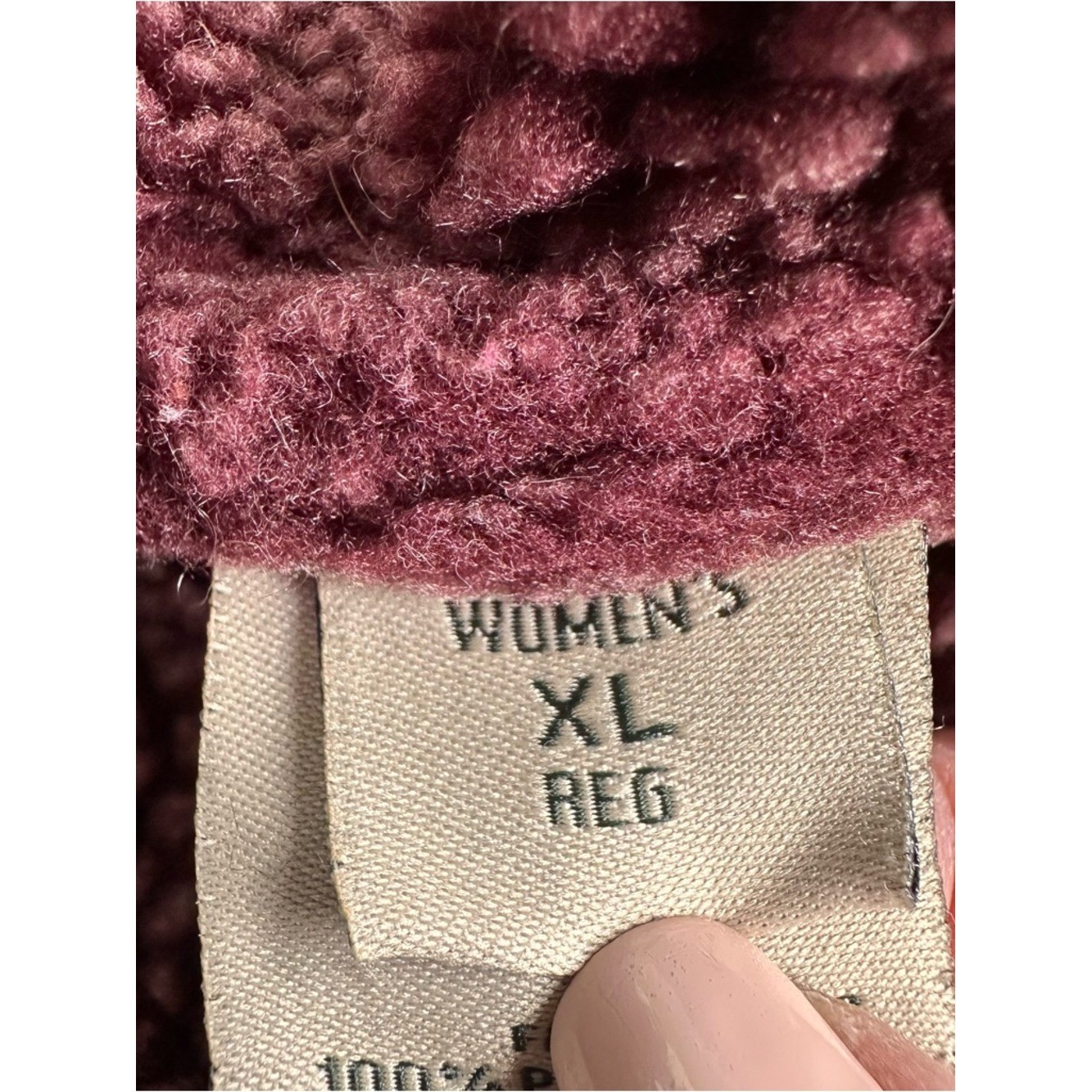 Vintage L.L. Bean Women Burgundy Faux Suede Sherpa Lined Coat Jacket Size XL EUC