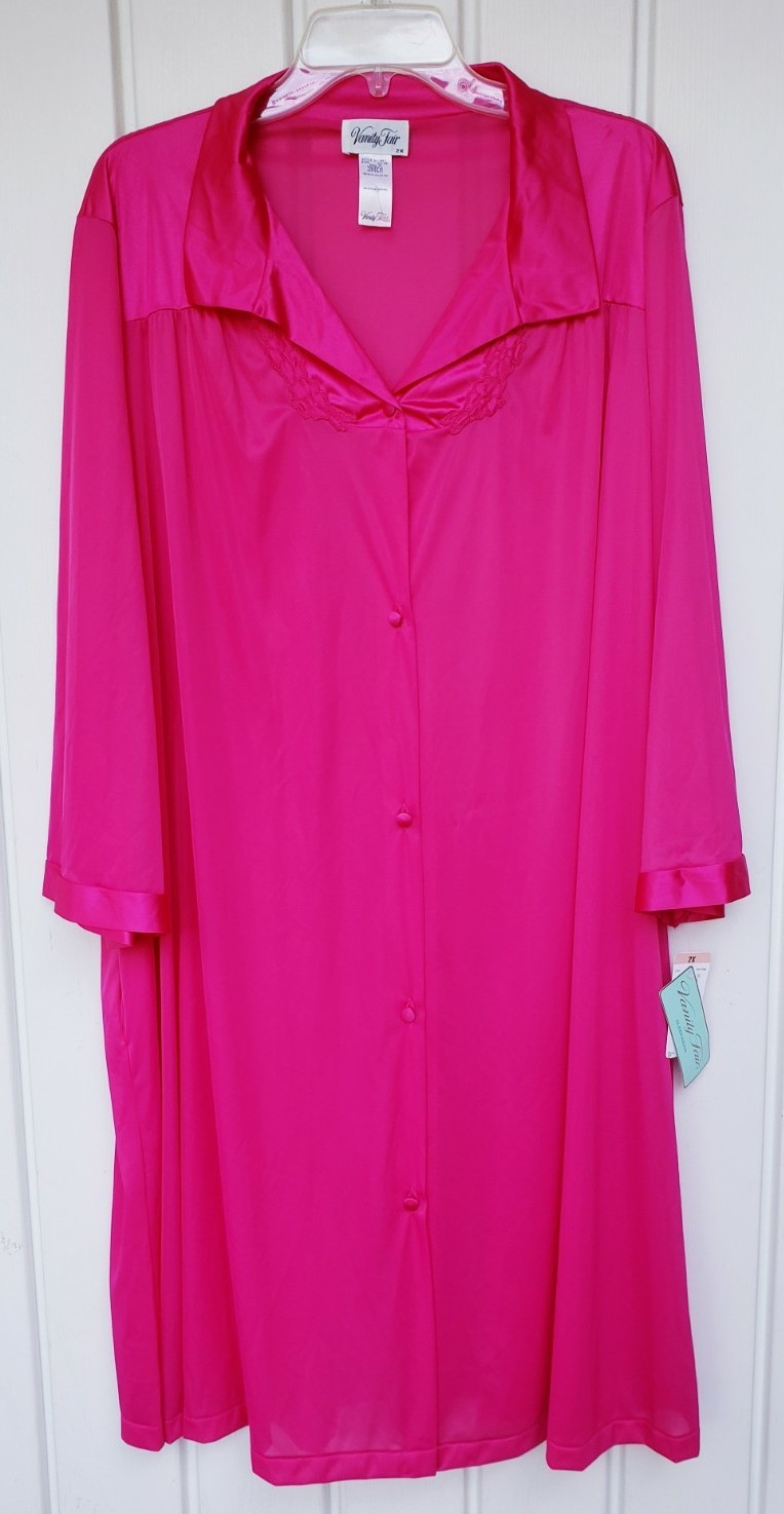 Vintage 90’s Vanity Fair Sleepwear Robe Plus Size 2X Diva Pink NEW