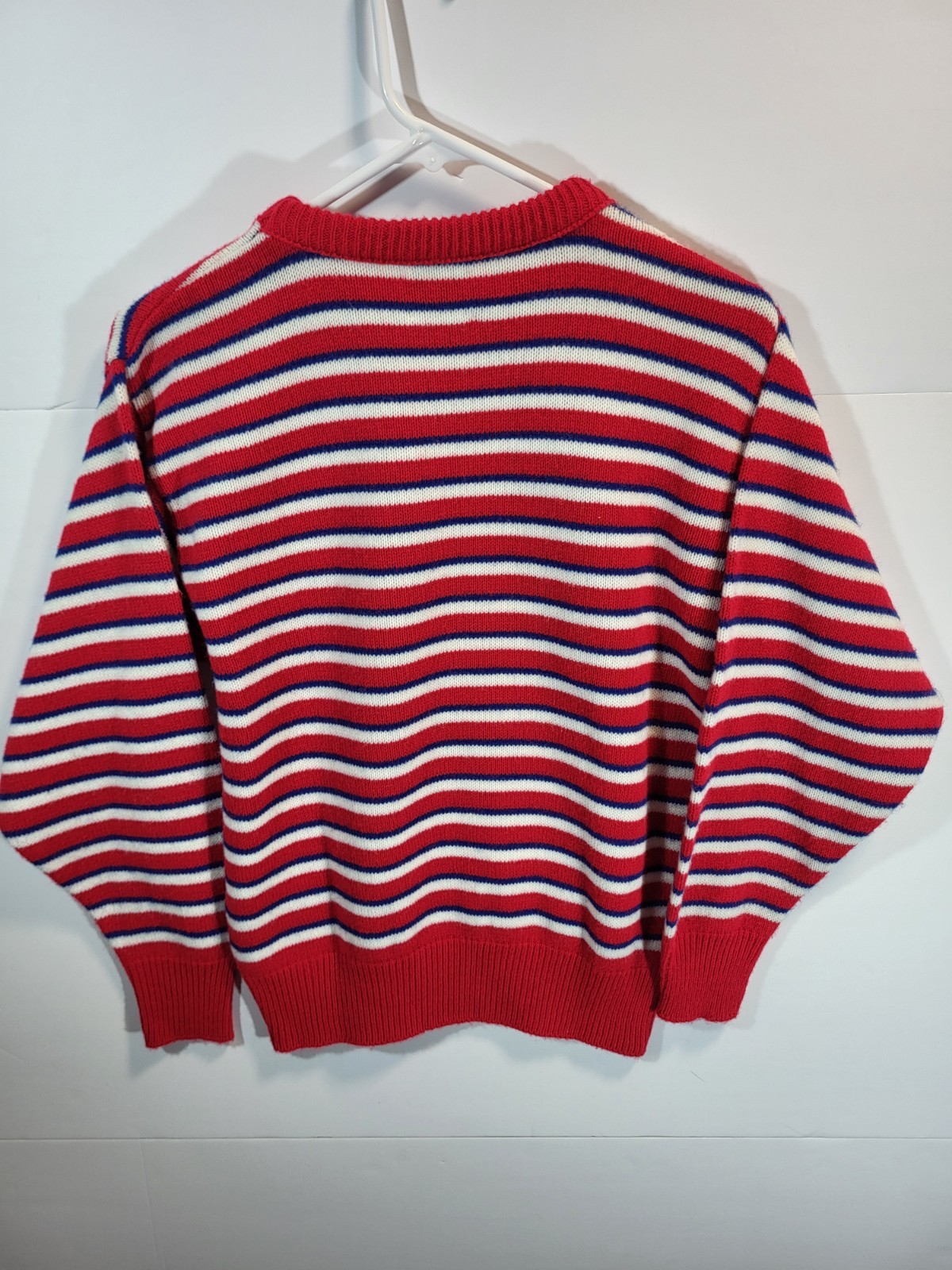 Picket & Post Sweater Women’s Small Striped Red White Blue Crew Neck Vintage 80s