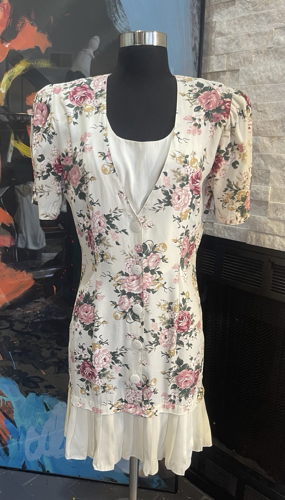Vintage Byer Dress Floral Rose Granny Core Dress Cottage Core Size 7 1980s