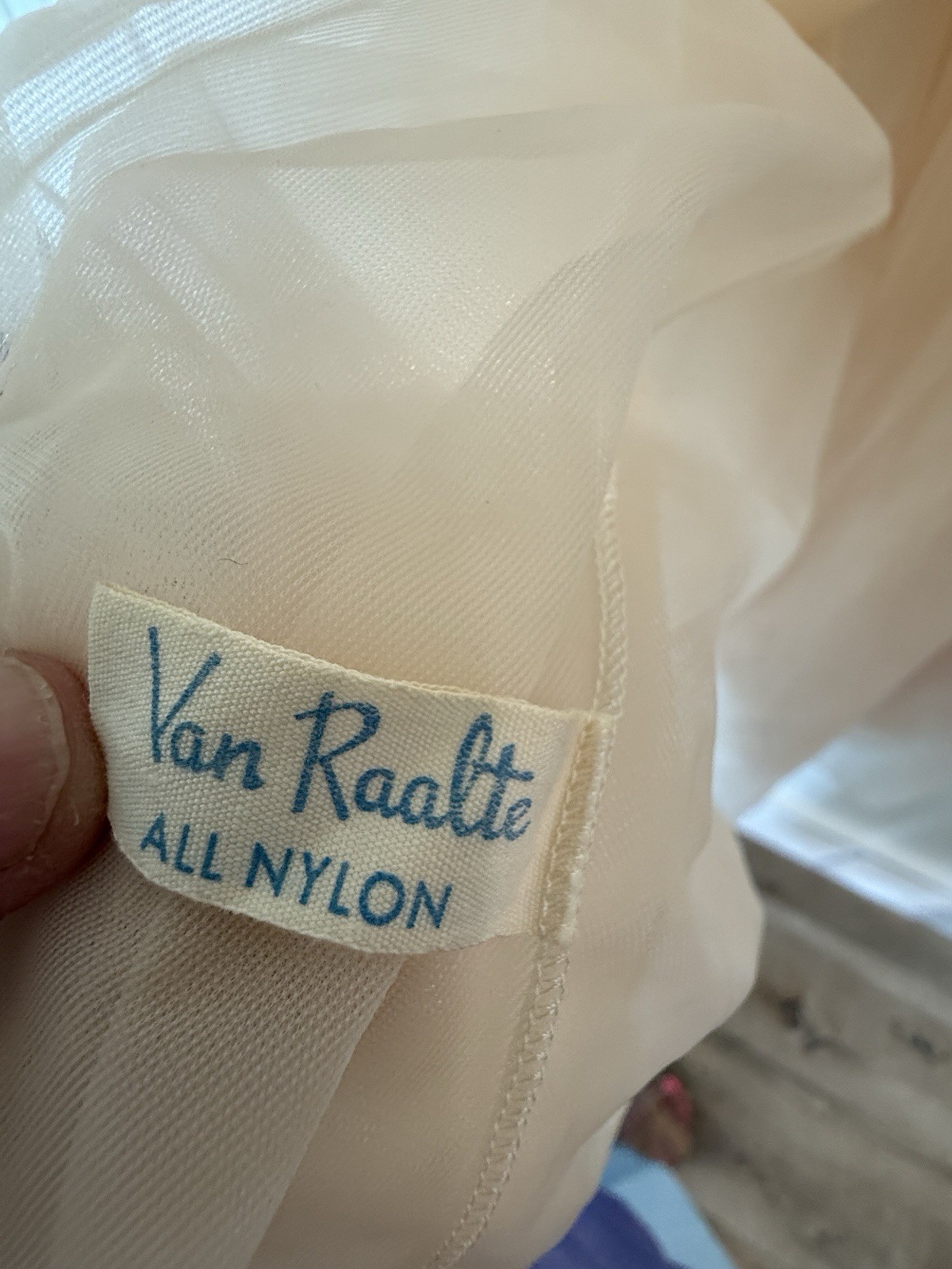 Vintage Van Raalte Peach Nylon Nightgown Robe Set Floral Embroidered Sheer 34