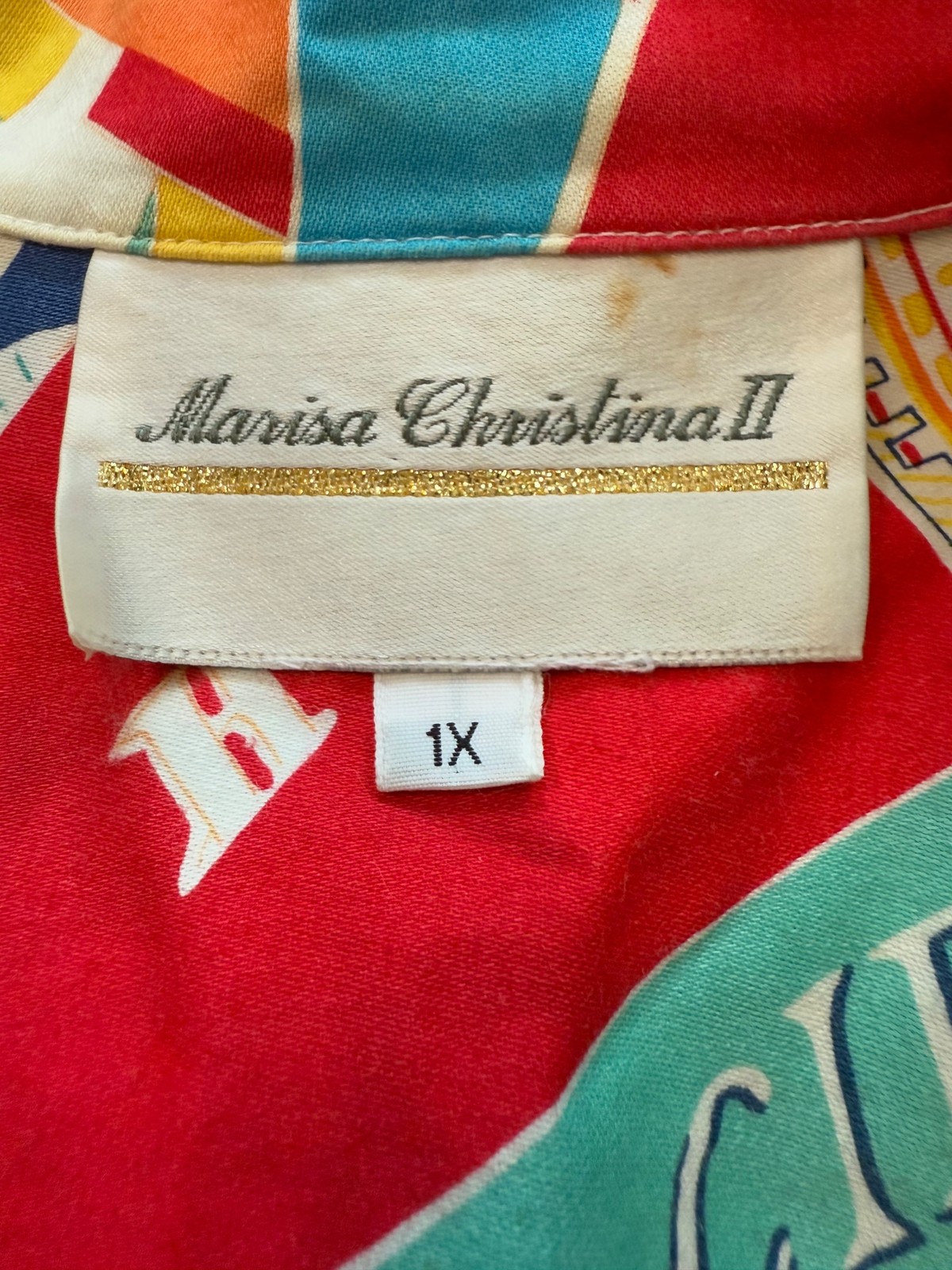 Vtg Marisa Christina II Travel Shirt & Skirt Cotton Set 1X Suit Cruise Beach