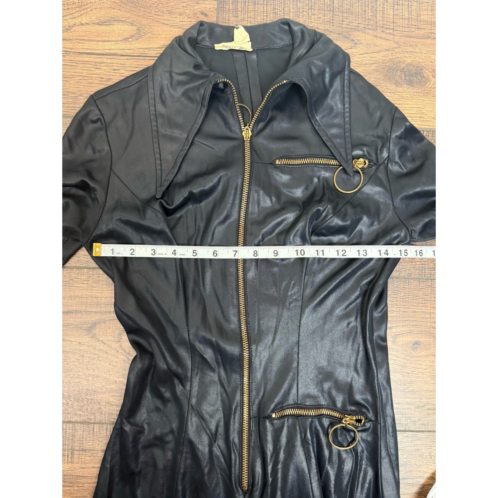 Vintage New Leaf California Black Jumpsuit Disco Jumpsuit Gold Zipper Sexy 70’s