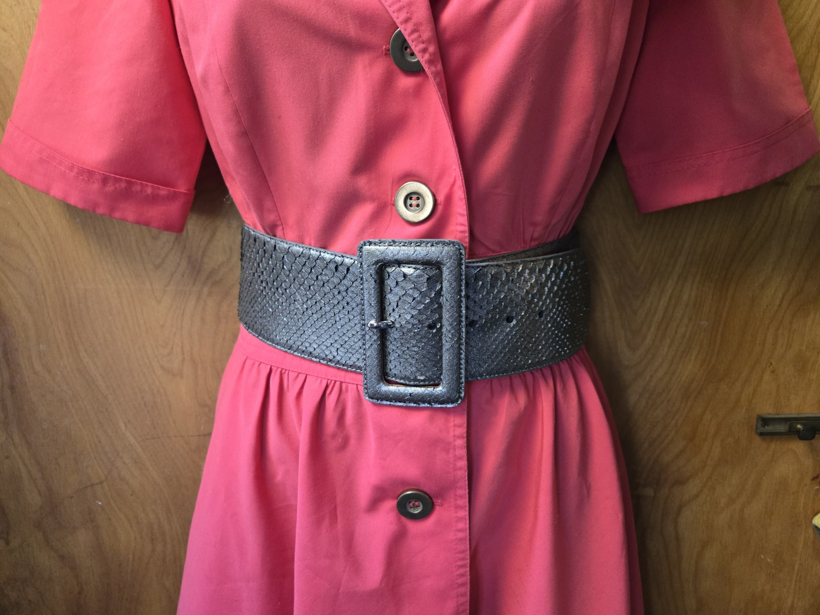 Vintage Anjac Dress Marc Needleman Coral Shirtwaist Wide Inset Waist 10 But 6ish