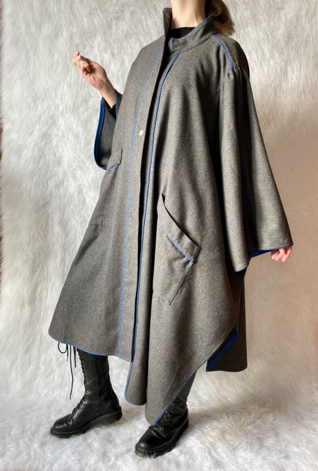 Vintage West Germany Wool Cape Coat | Avant-Garde Oversized Cloak | Minimalism