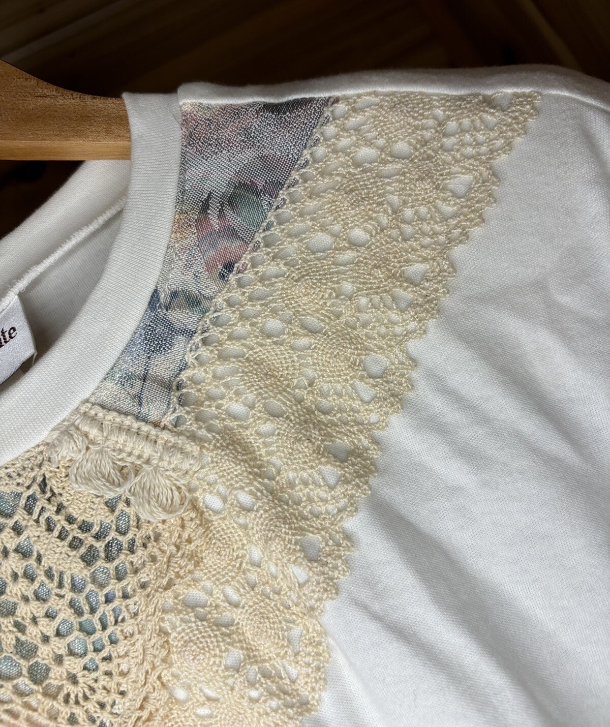 Vintage Womens Pierre Lamonte Patchwork Lace Cottagecore White Top Retro Sz M