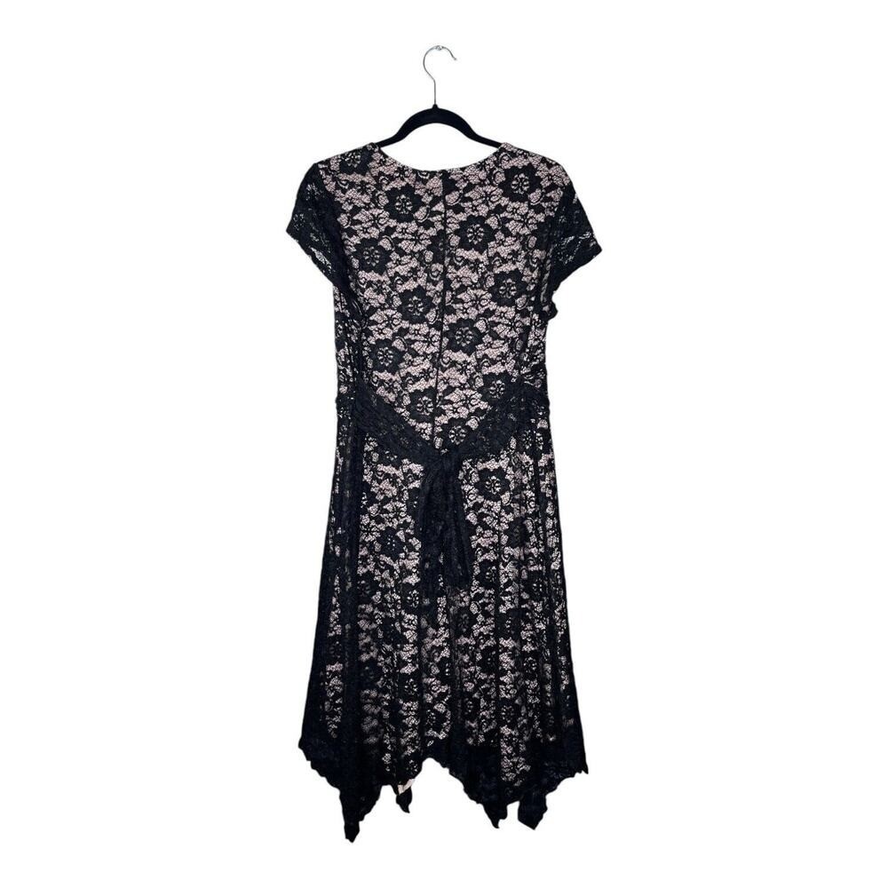 1940’s Studio Black Lace Art Deco Whimsygoth Fairy Goth Style Dress Size 20