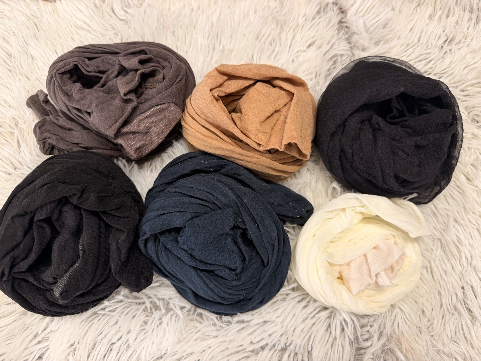 LOT PANTYHOSE Vintage 6 Pair Nude Flesh Blue Blck White Hosiery Craft Wear Used