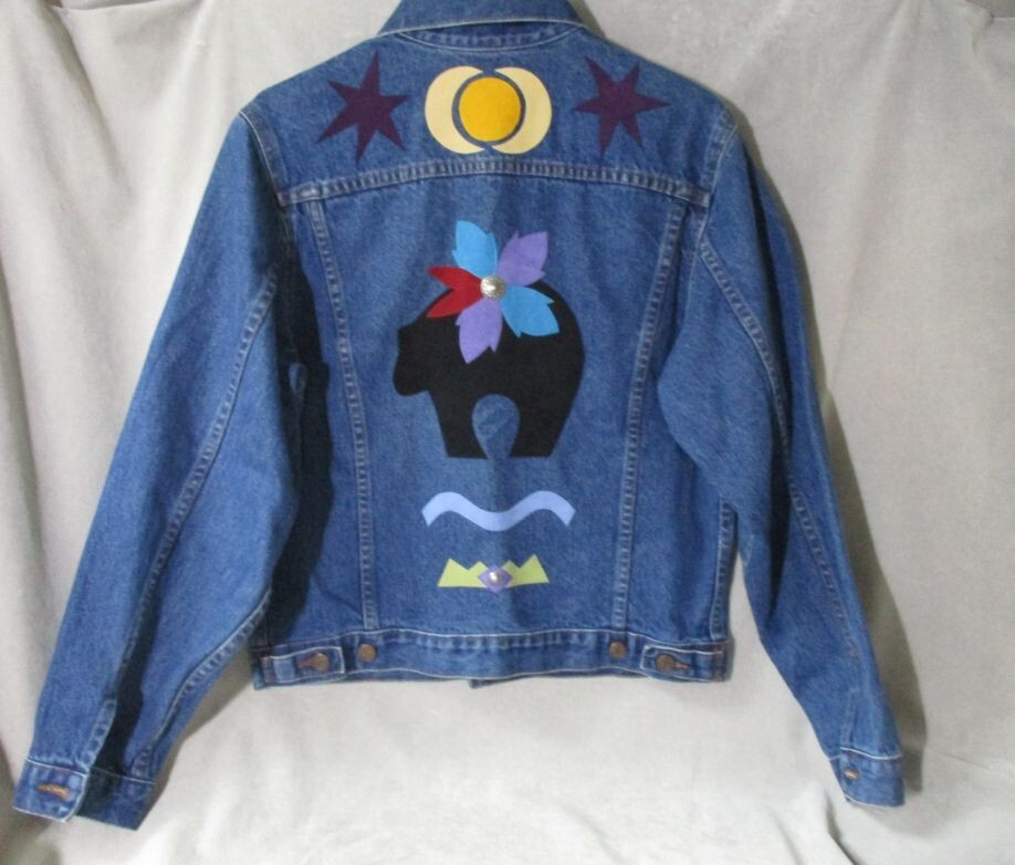 Vintage 80s Sundance Denim Jacket Moxie Lily & Wolf Schlien Western USA L Bears