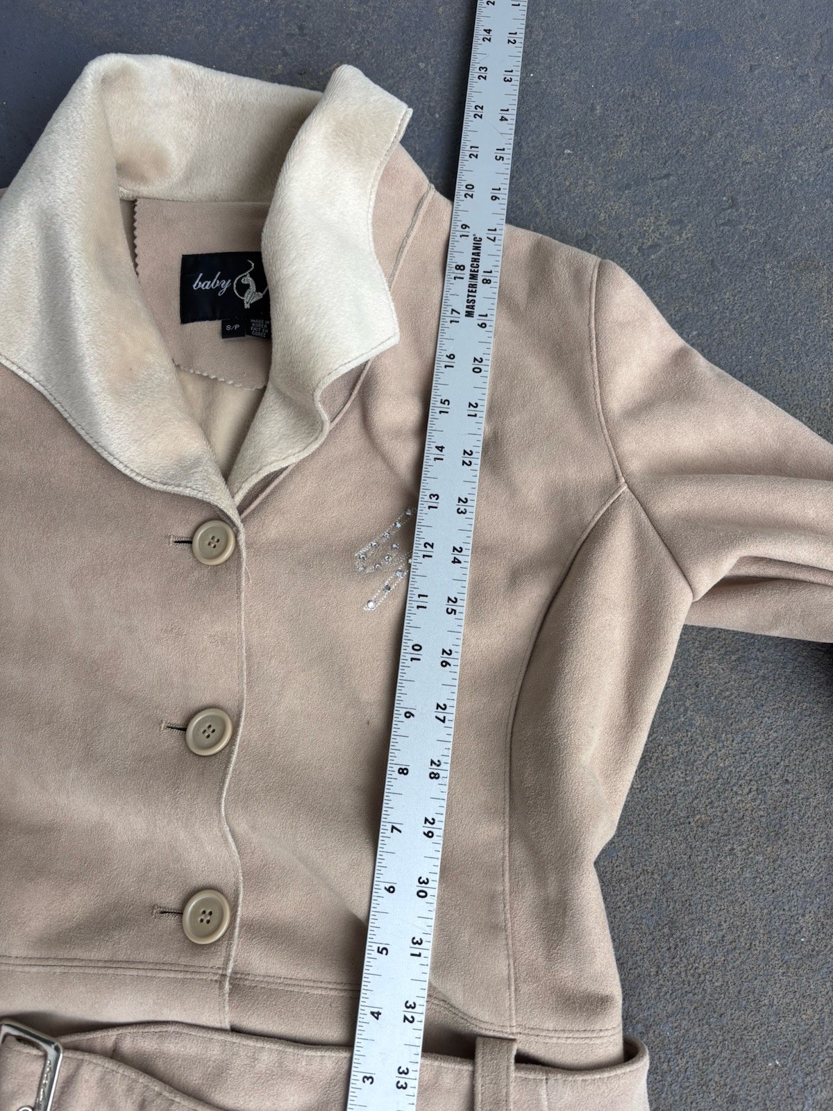 VTG Y2K Baby Phat Faux Suede/Fur Rhinestone Shawl Collar Jacket.small