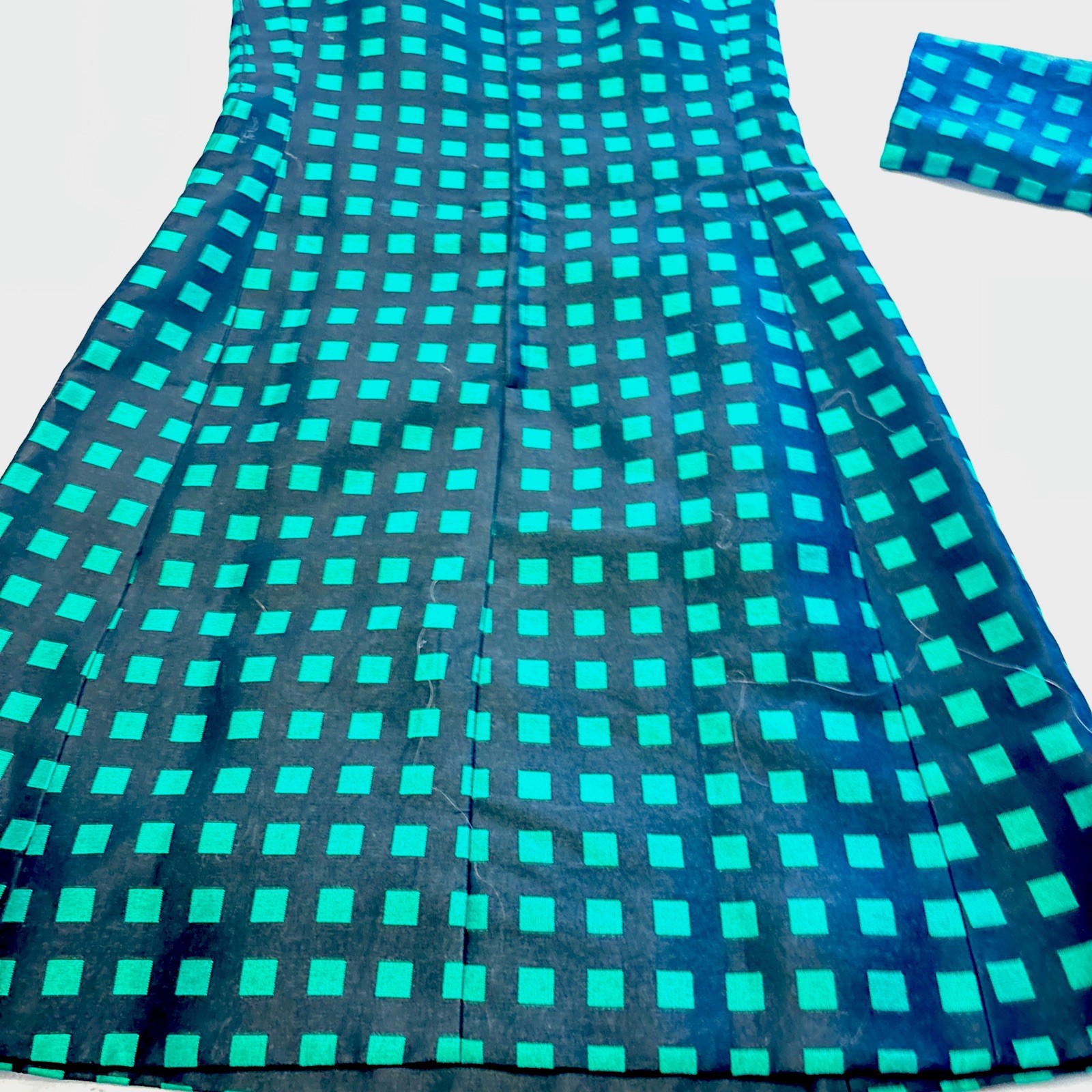 VTG 1960s/1970s Dress W/Jacket Custom Made green/black checked Med. NICE