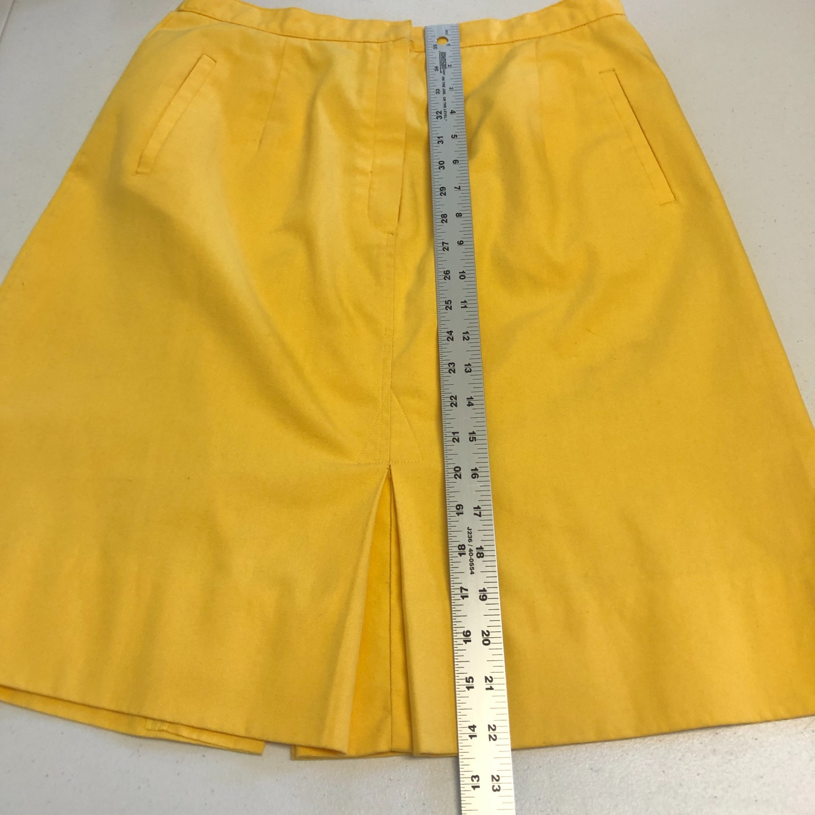 vtg 1970s Country Suburbans 2 pc Skirt Suit 12/14 Yellow Twill Kick Pleats USA