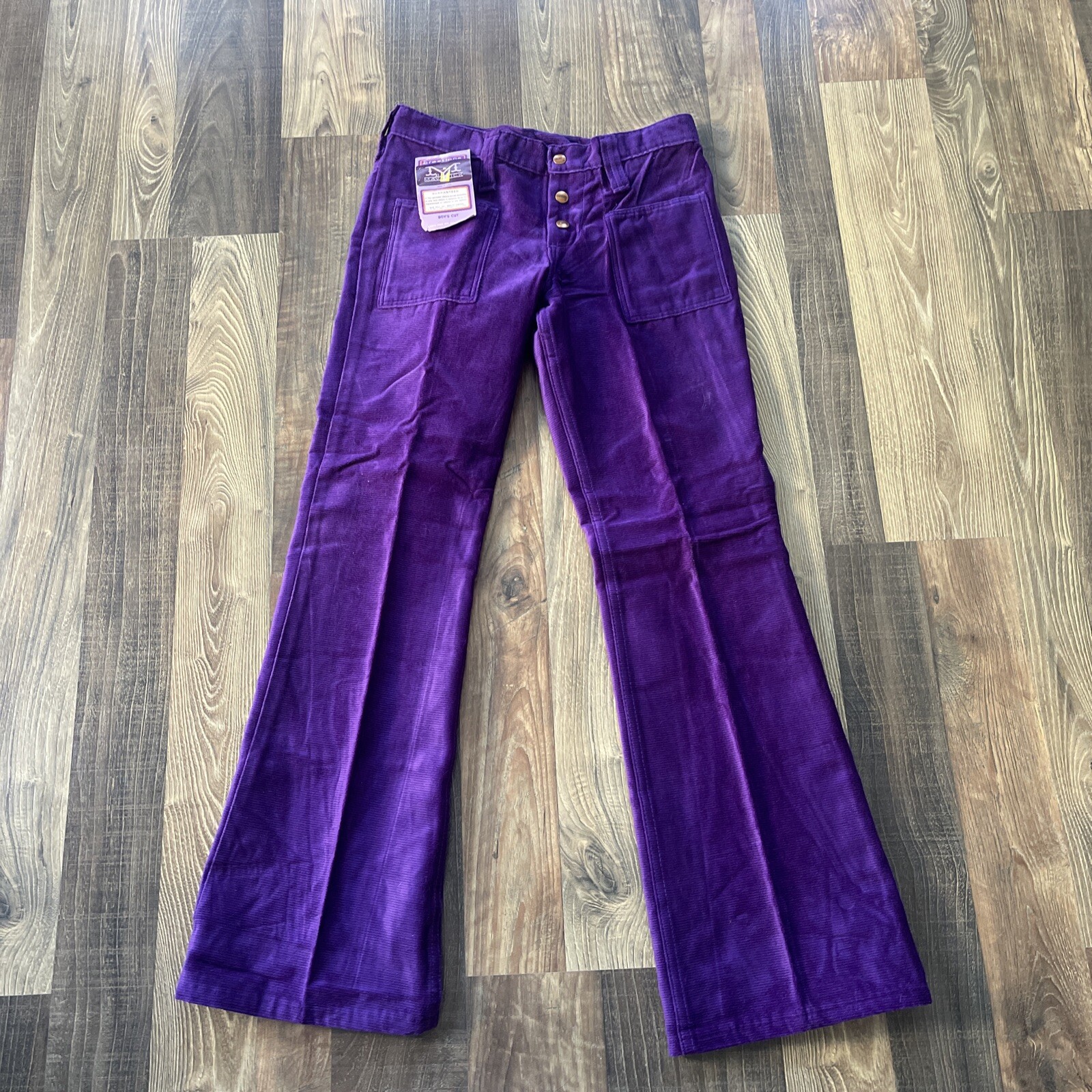 Maverick Bell Flare Pants Purple Velvet Junior size 7 (W28 L30.5) Boy’s Cut