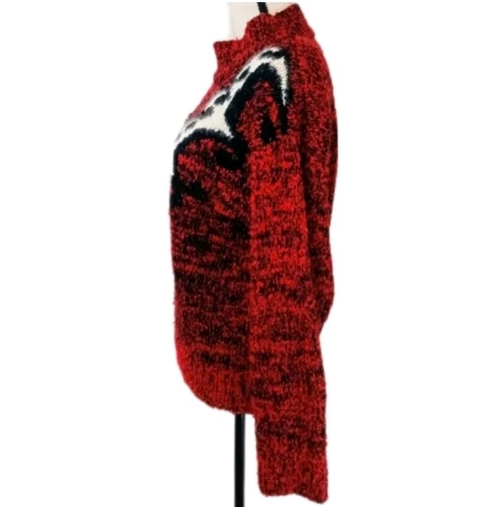 Vintage 80s Spice of Life Red Fuzzy Chunky Long Sleeve Knitted Sweater Size L