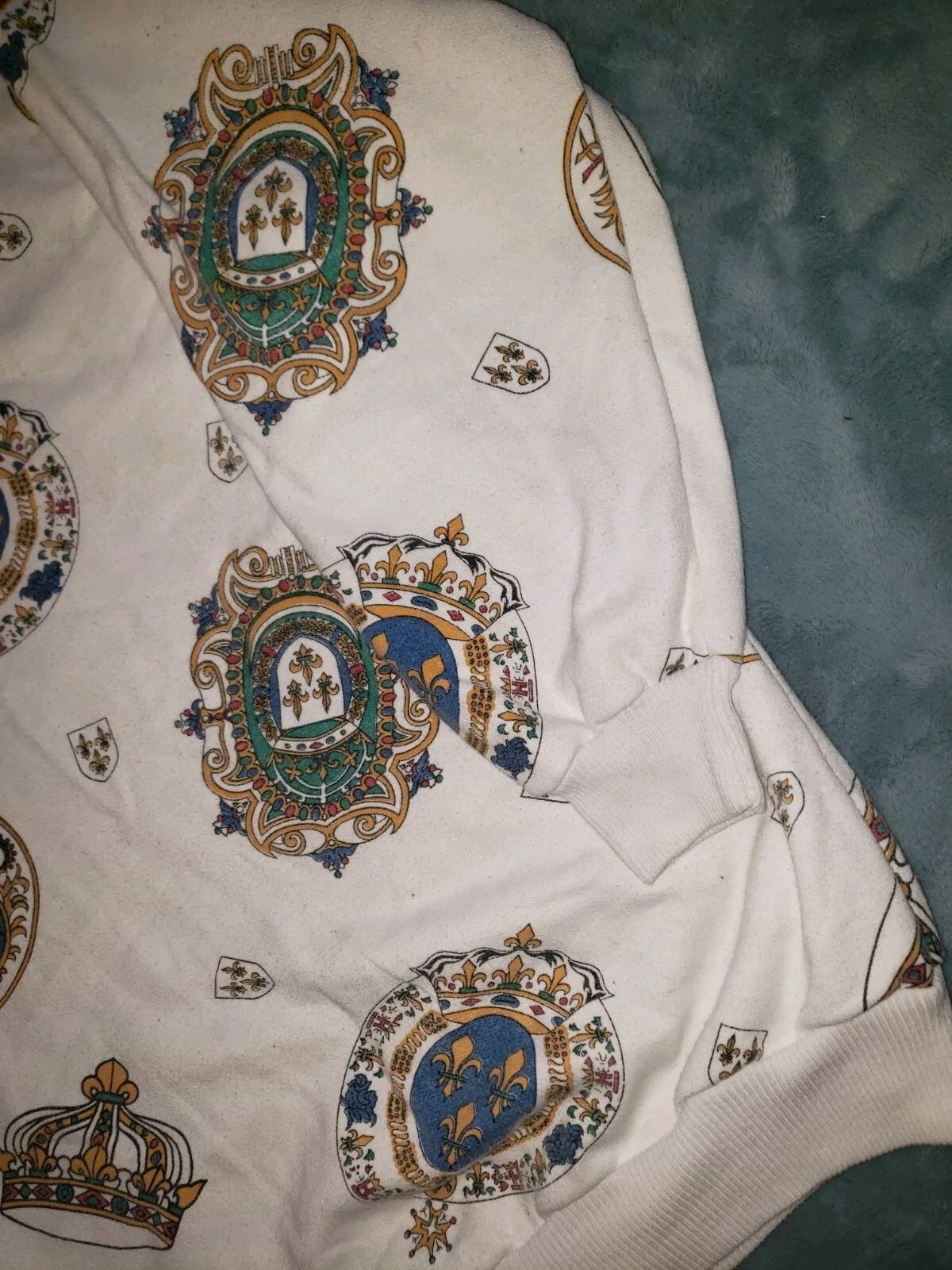 Vtg Blowout LA Pullover Sweatshirt Womens Baggy L-XL Royal France Crest Crown