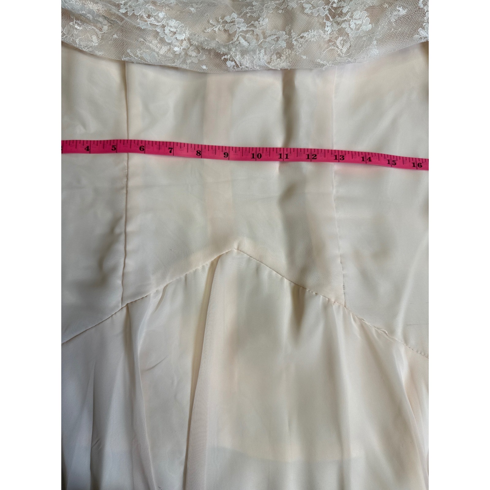 Michael Marcella Ltd Vintage Lace Wedding Dress Blush Ivory Long Sleeve Size 14