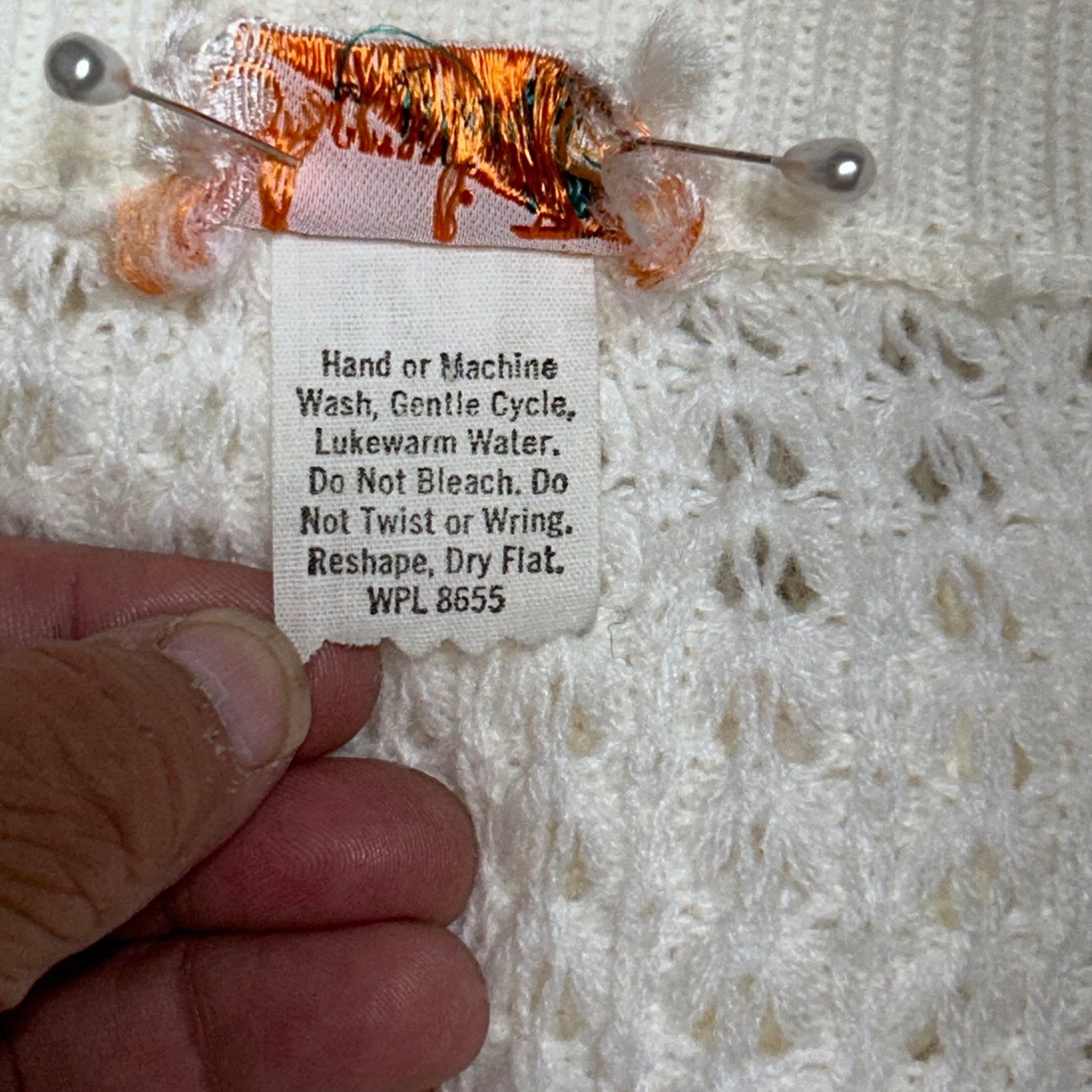 Vintage White Knit Button Front Fringe Cape Wrap Poncho with Arm Slits