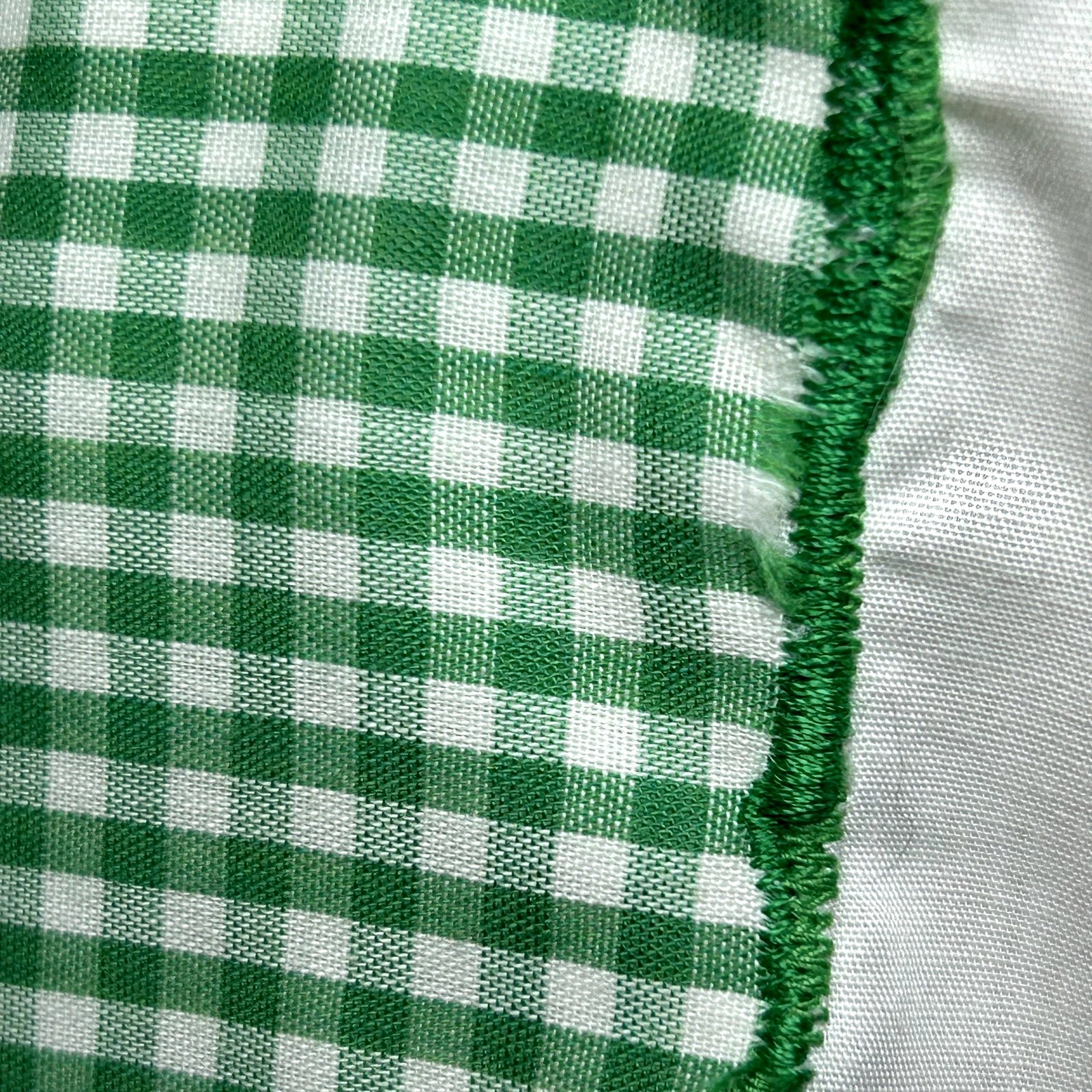 VTG 70s White Shamrock M Embroidery Gingham St. Patrick’s Day Top Twee Retro