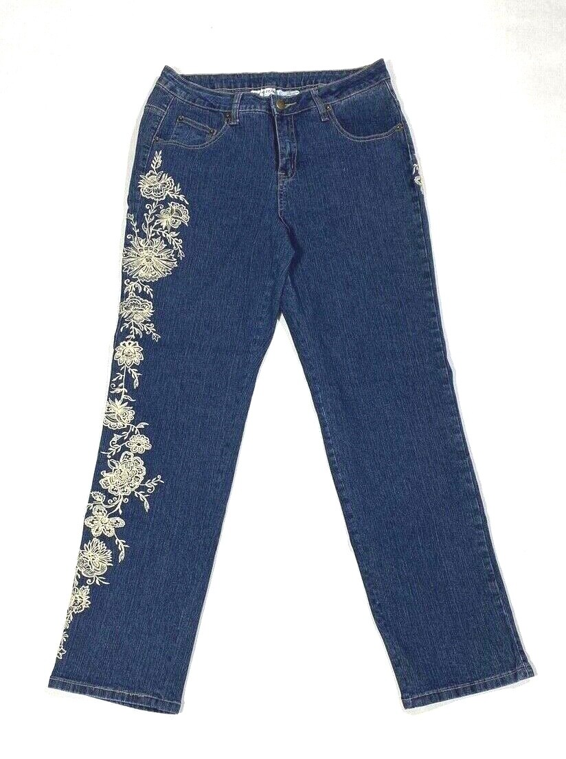 Vintage Lew Magram Mom Jean Missy Women’s 6 High Rise Floral Embroidered Denim