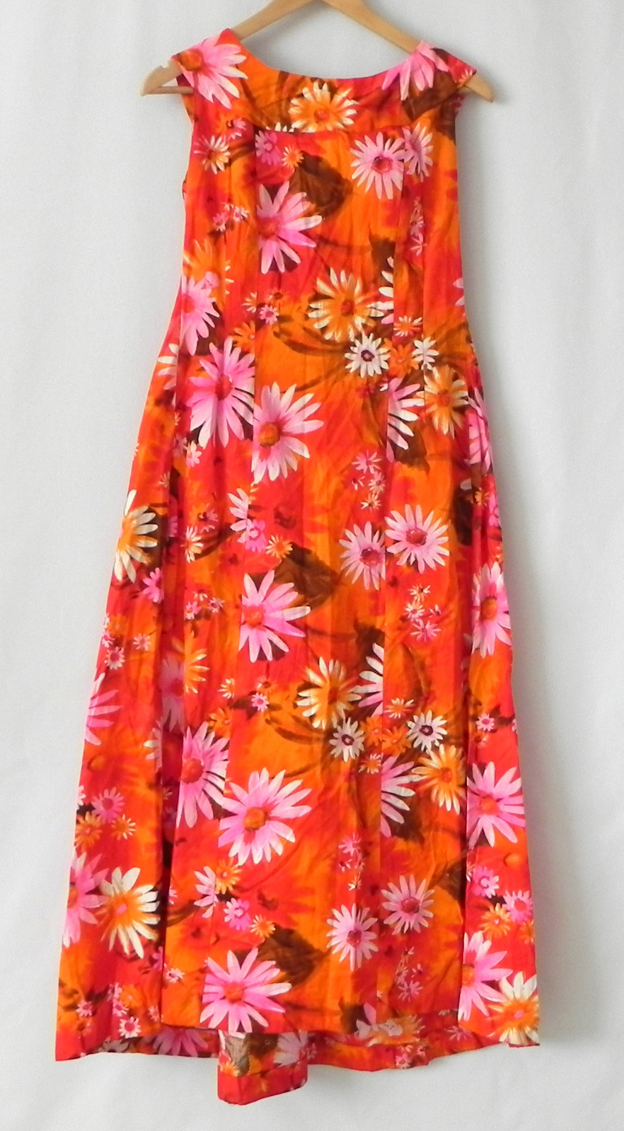 Vtg Sample Shop Waikiki Hawaii Maxi Dress Vibrant Color Floral Flared Size S