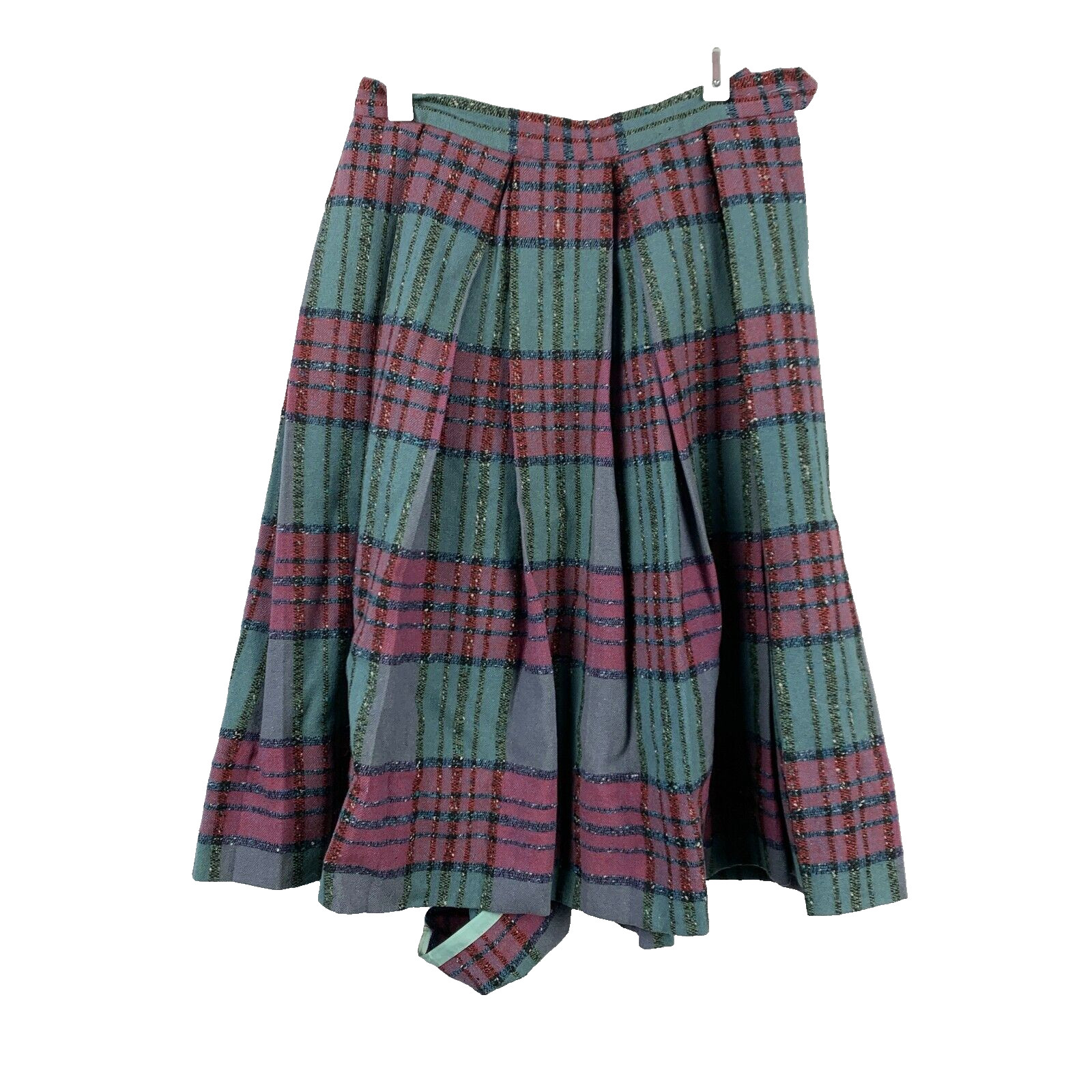 Vintage Catalina Inc Wool Silk Blend Midi Pleated Plaid Academia Skirt Size 10