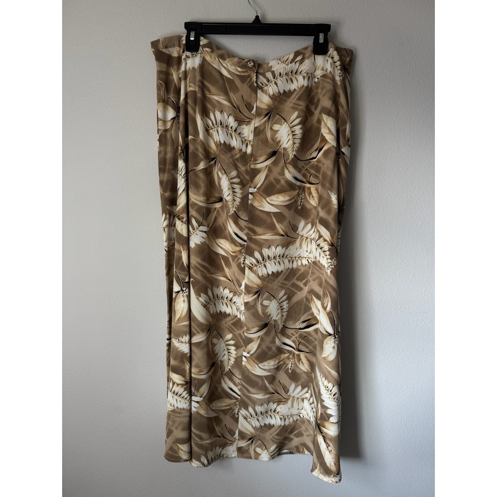 Allison Taylor Woman Vintage 100% Silk 2pc Set Tropical Leaf Shirt 2X Skirt 1X