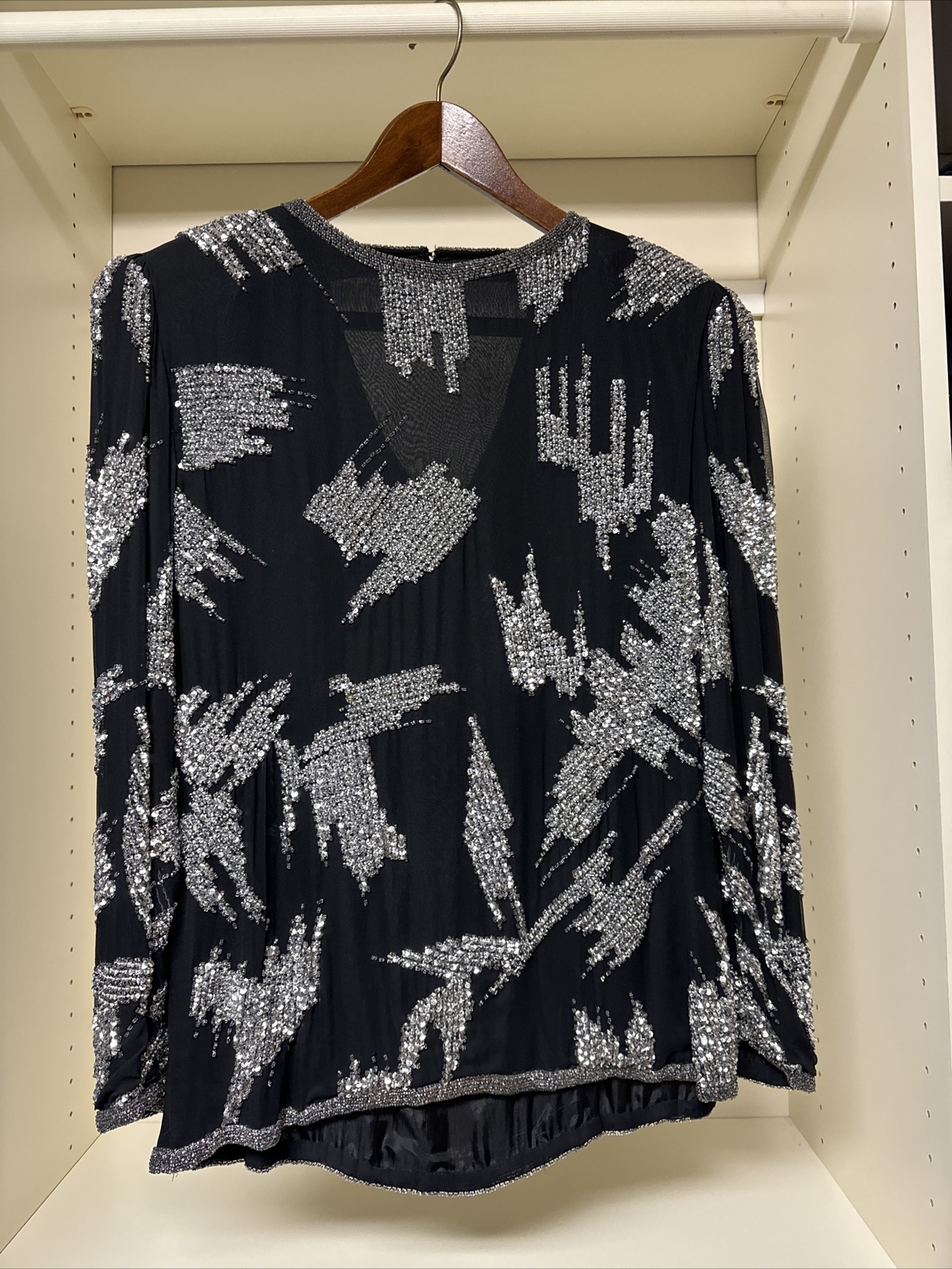 Oleg Cassini Vintage Sequin Top Circa 1987 Size XL EUC FORMAL Black Tie Affair