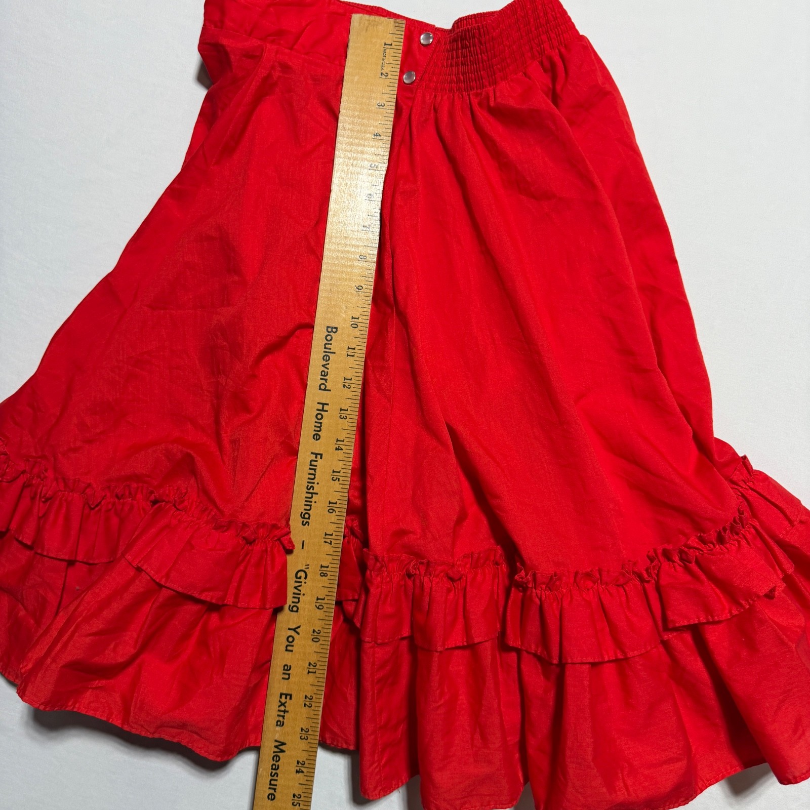 Partners Please Malco Modes Red Square Dance Skirt Size M Tiered Ruffle Vtg